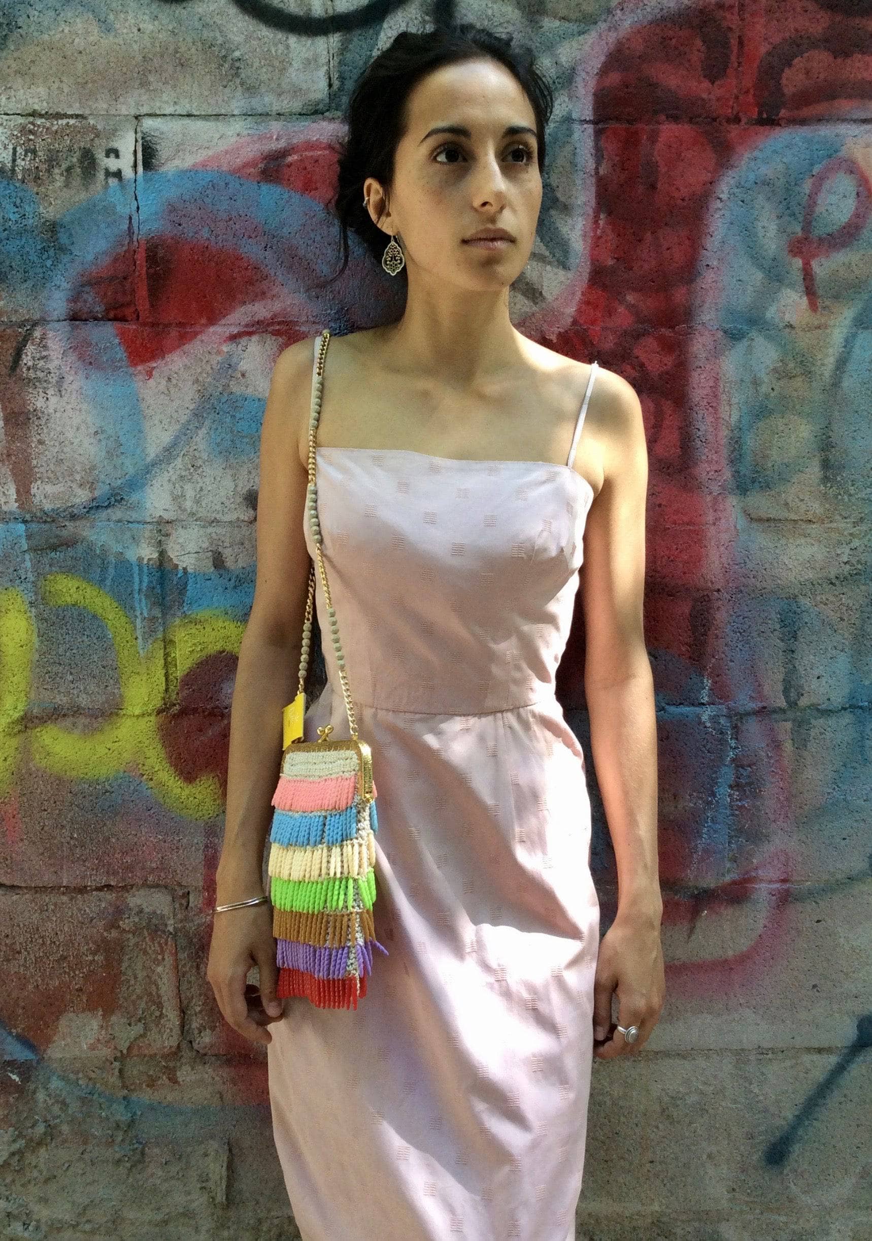 1970s Multi-Coloured Tassels and Crochet Fantasy Bag - Image 3