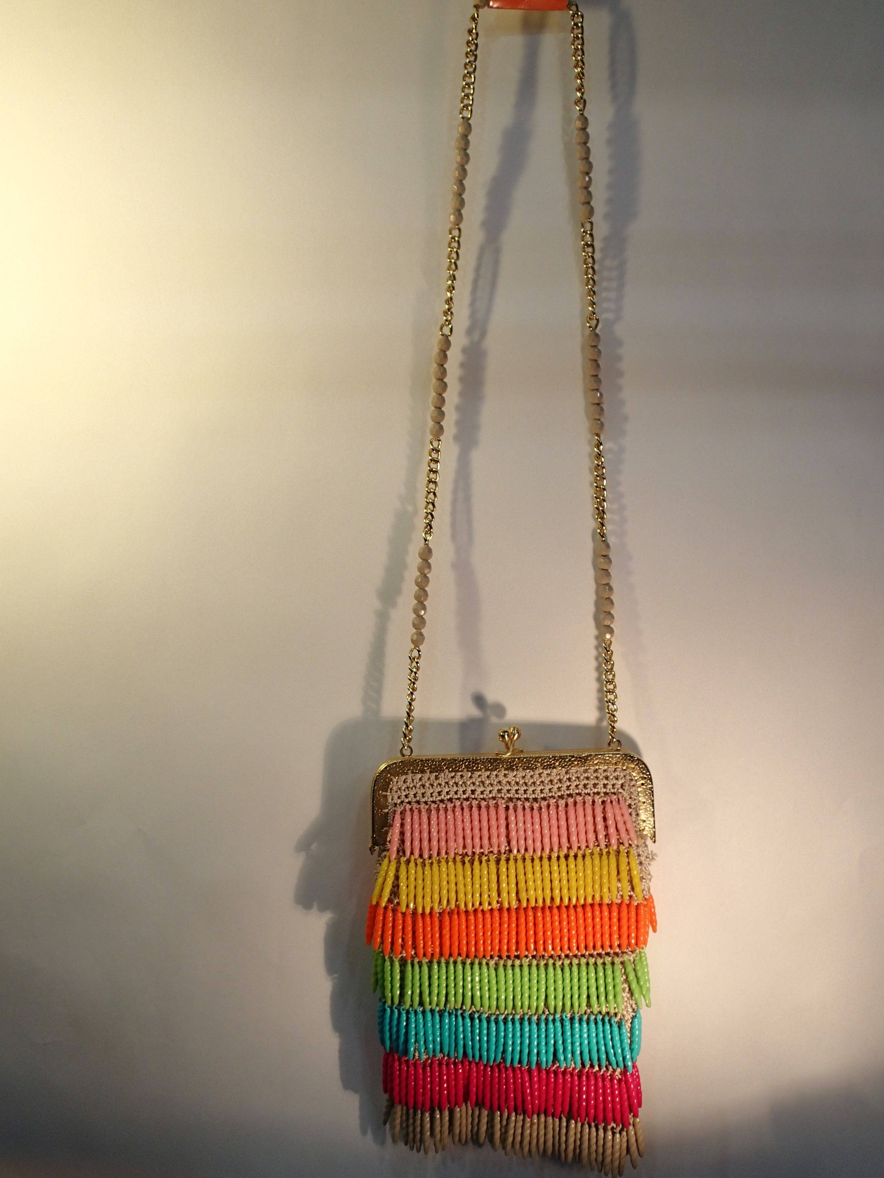 1970s Multi-Coloured Tassels and Crochet Fantasy Bag - Image 6