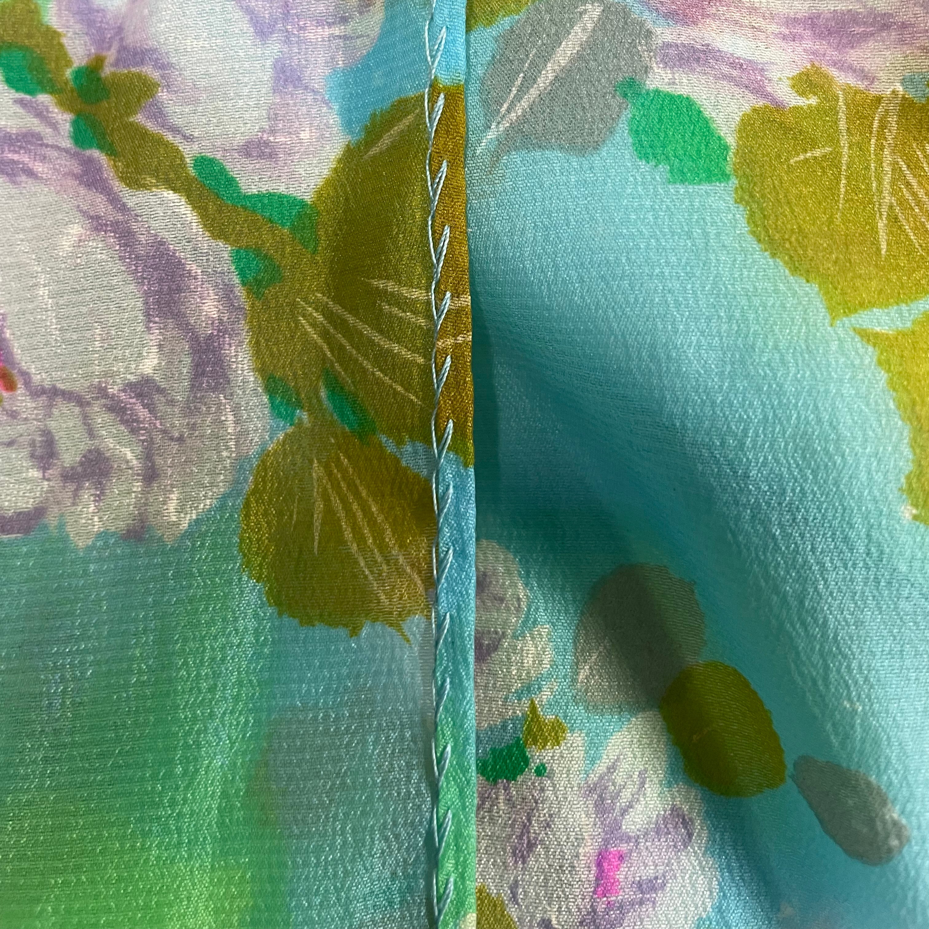 1970s One Shoulder Flowy Floral Maxi Dress Small - Image 8