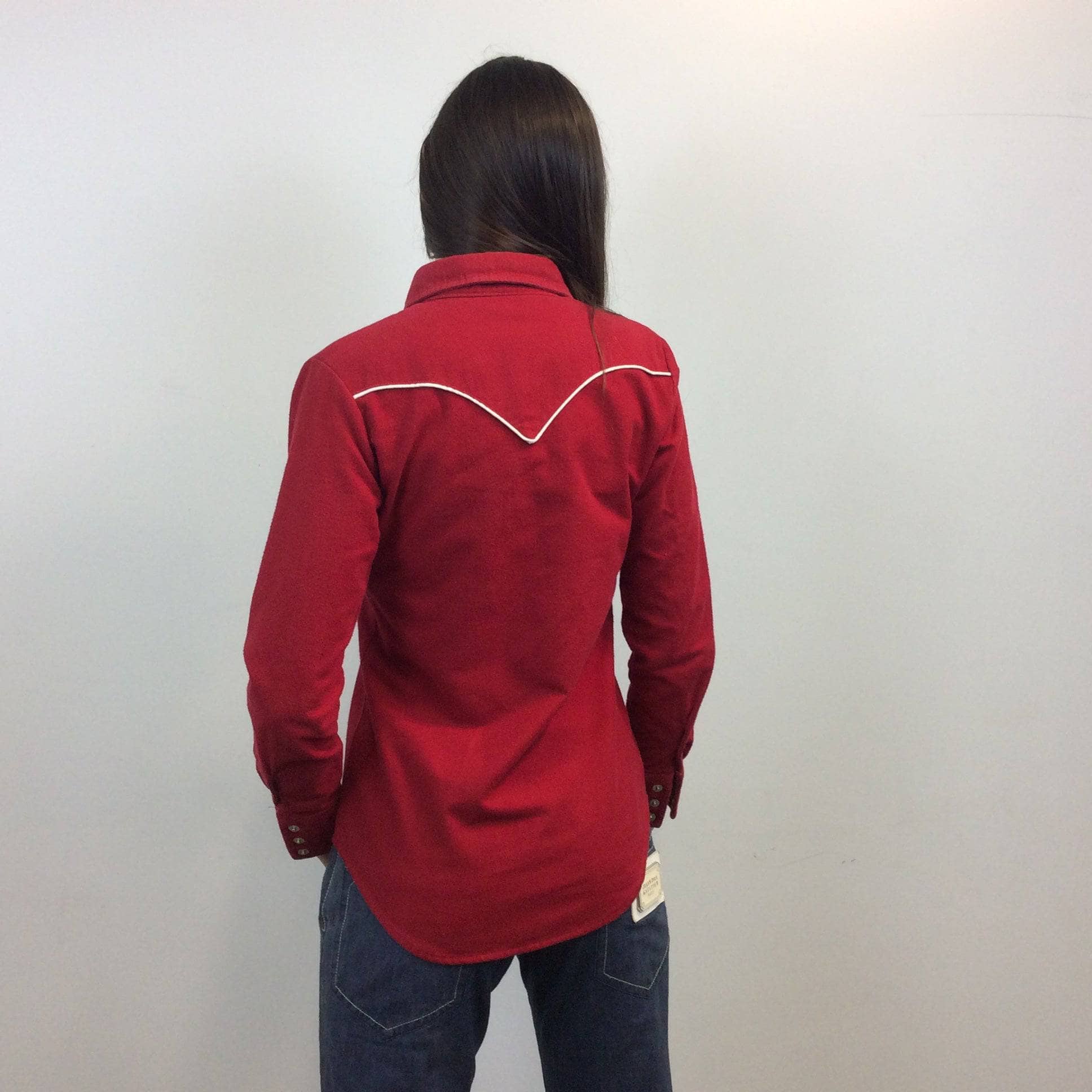 1970s Red Western Cotton Shirt Small - Image 2