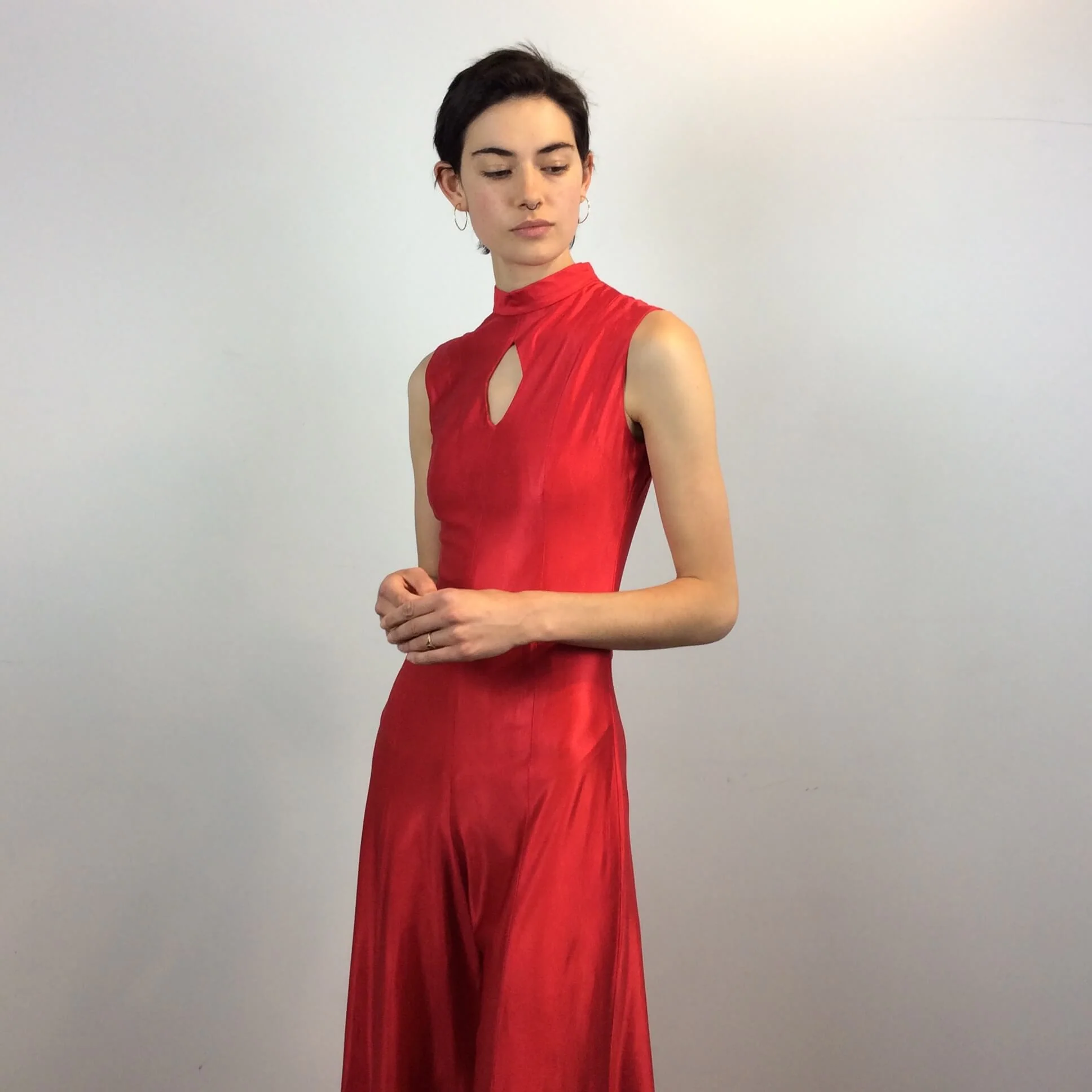 1970s Red Wide Leg Jumpsuit Small - Image 4