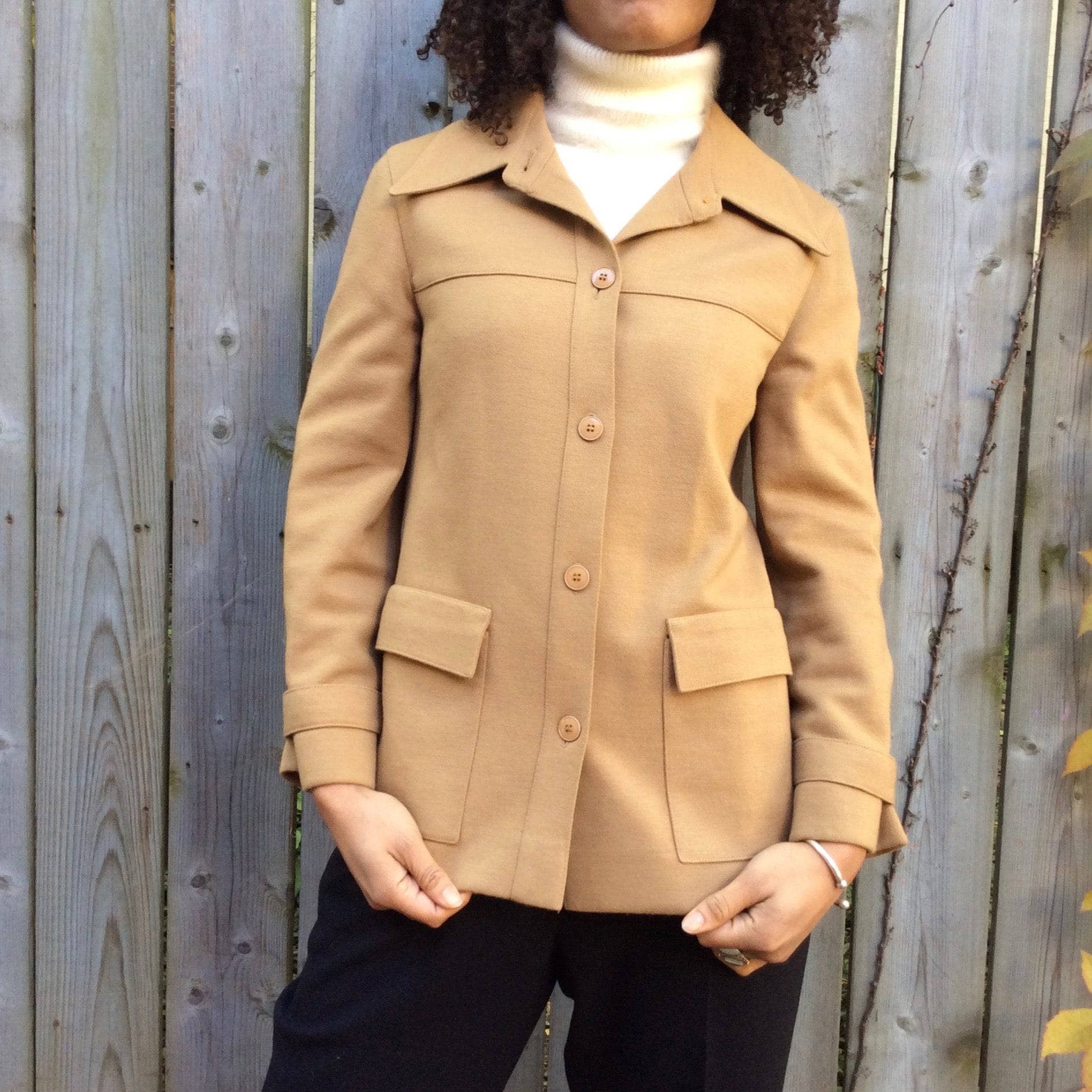 1970s Rodier Paris Beige Wool Blazer Small/Medium - Image 5