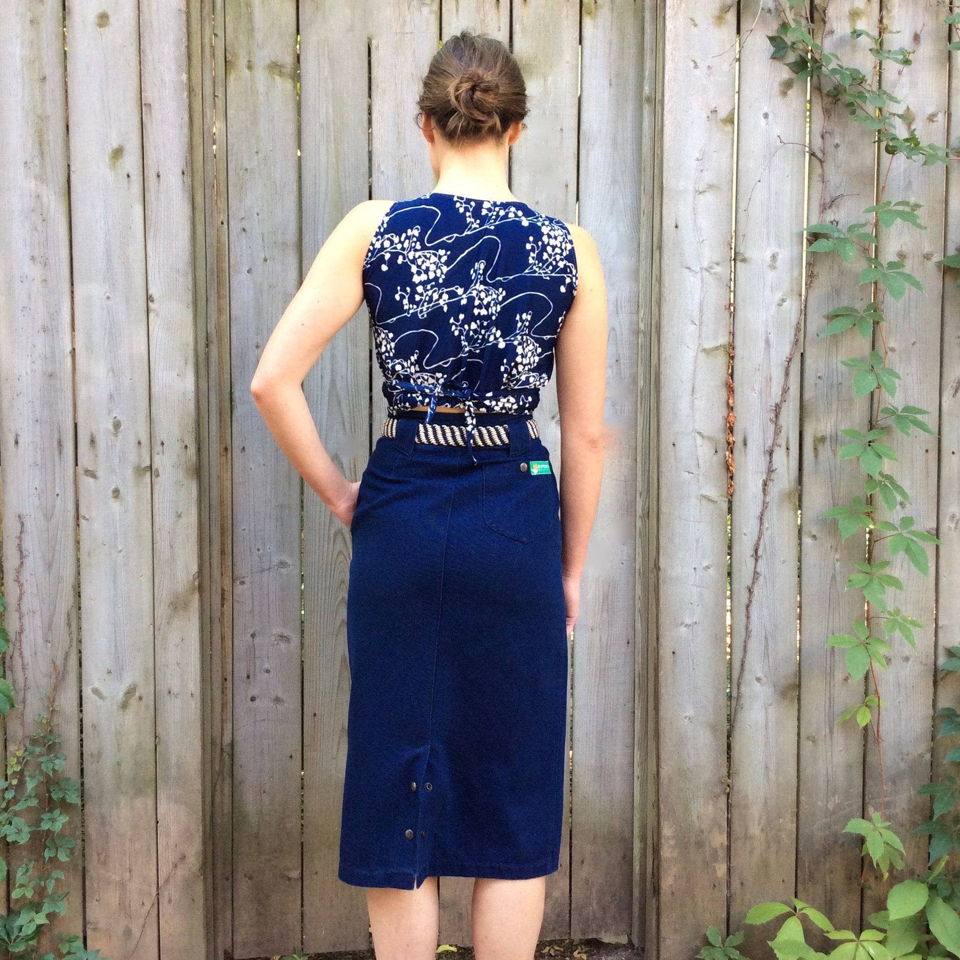 1970s Royal Blue Wrapped Sleeveless Top S/M - Image 5