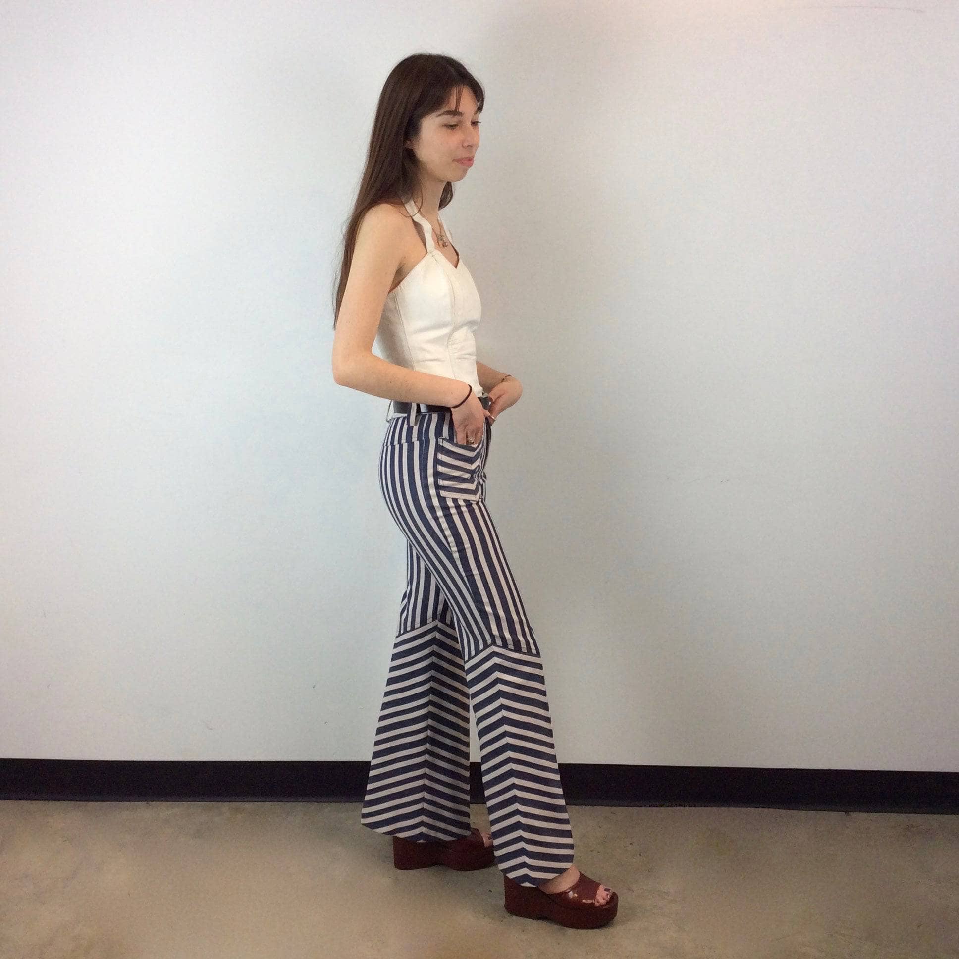 1970s Striped Bell Bottom Jeans X-Small / Small - Image 3