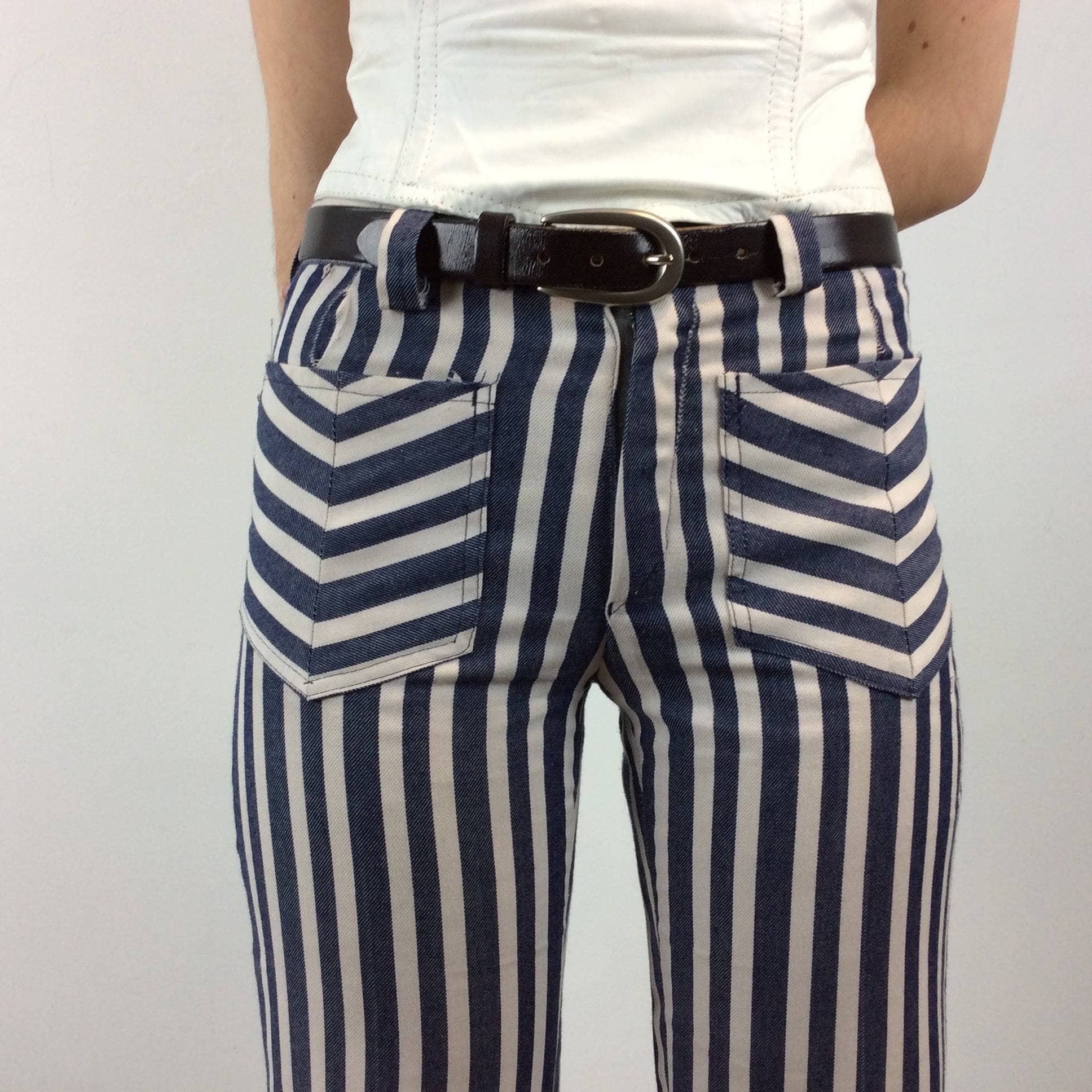 1970s Striped Bell Bottom Jeans X-Small / Small - Image 4