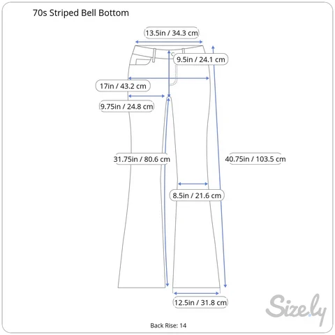 1970s Striped Bell Bottom Jeans X-Small / Small - Image 8