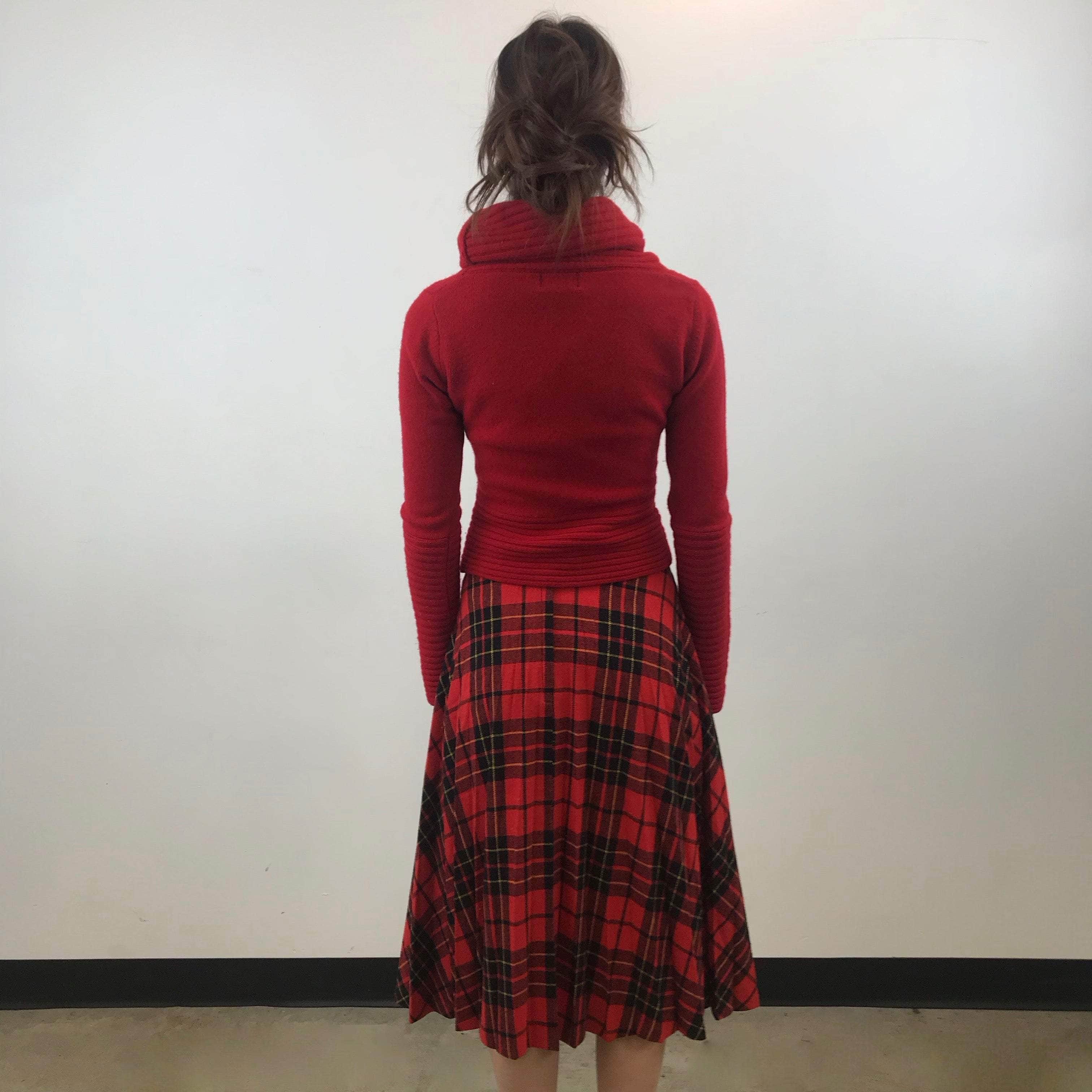 1970s Sunray Pleated Plaid Midi Skirt XS / Small - Image 3
