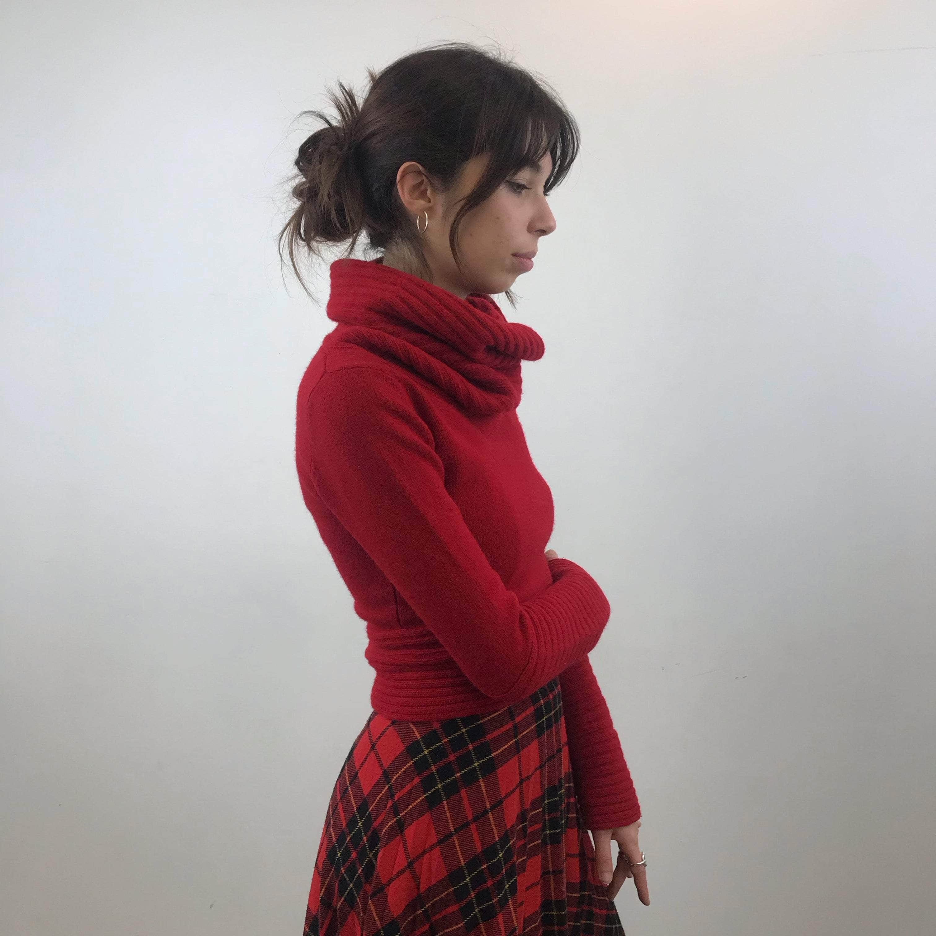 1970s Sunray Pleated Plaid Midi Skirt XS / Small - Image 4