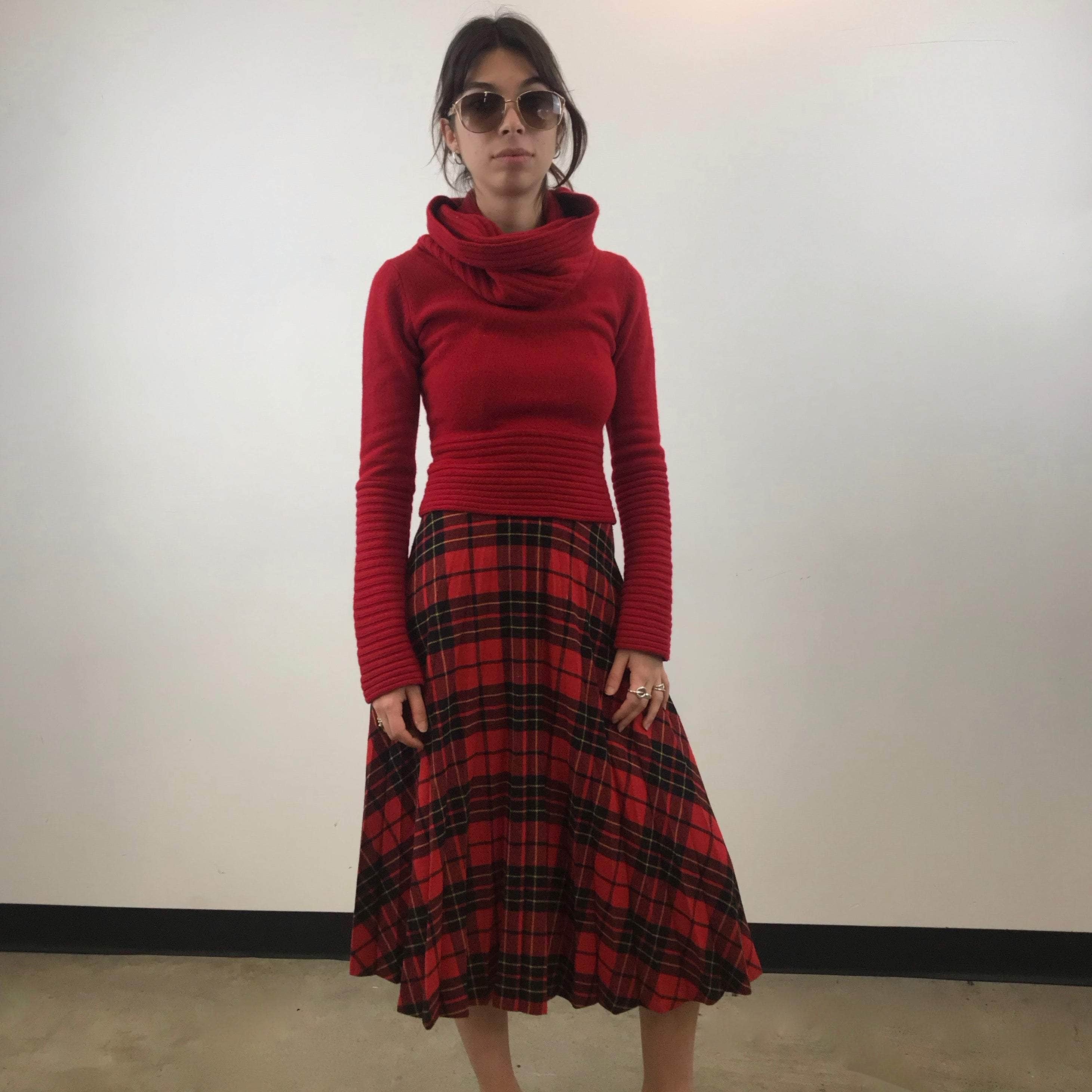 1970s Sunray Pleated Plaid Midi Skirt XS / Small - Image 6