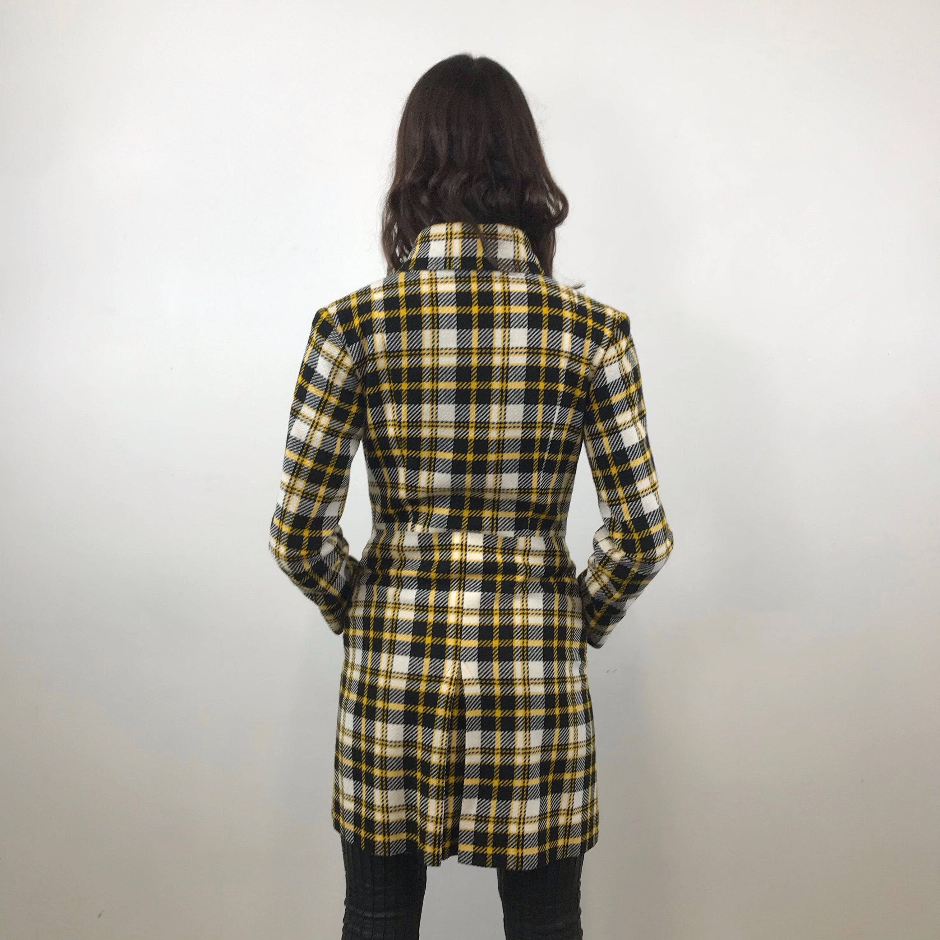1970s Tuxedo Style Checkered Coat Small - Image 4