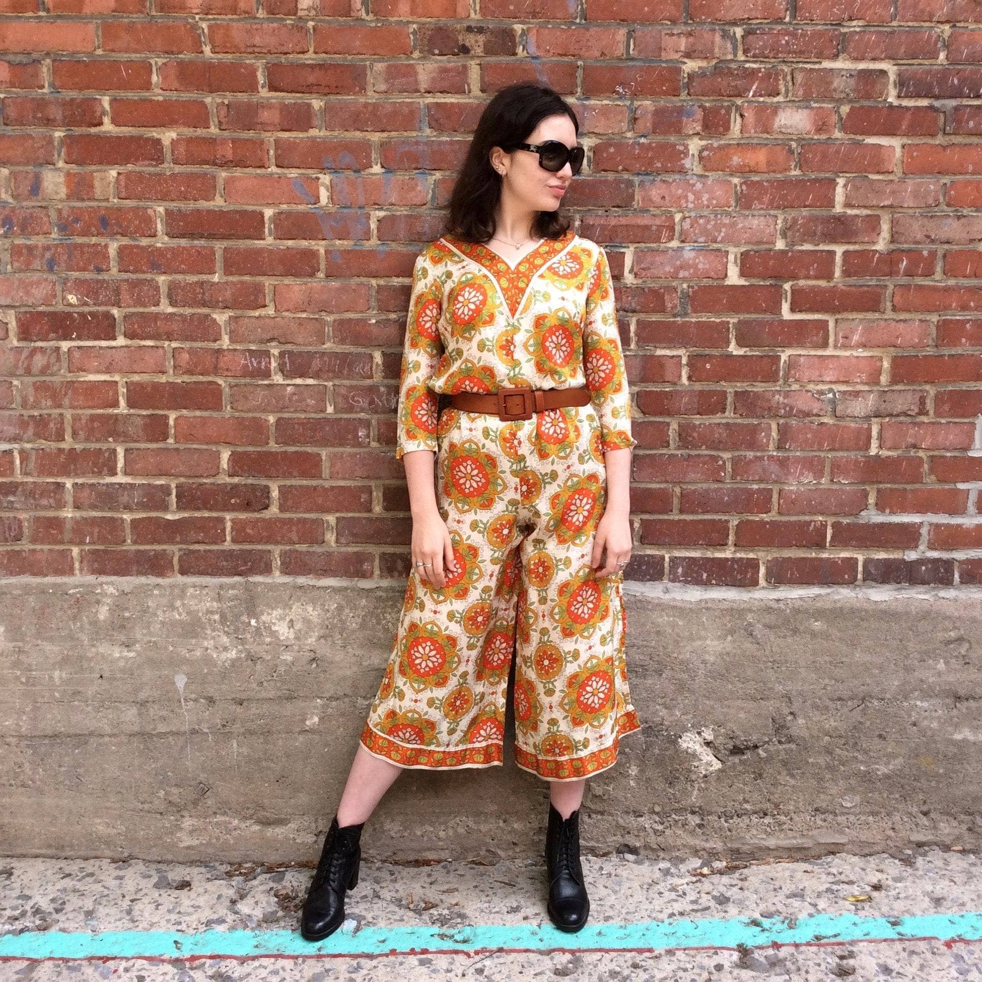 1970s Wide Leg Bold print Jumpsuit Small / Medium - Image 6