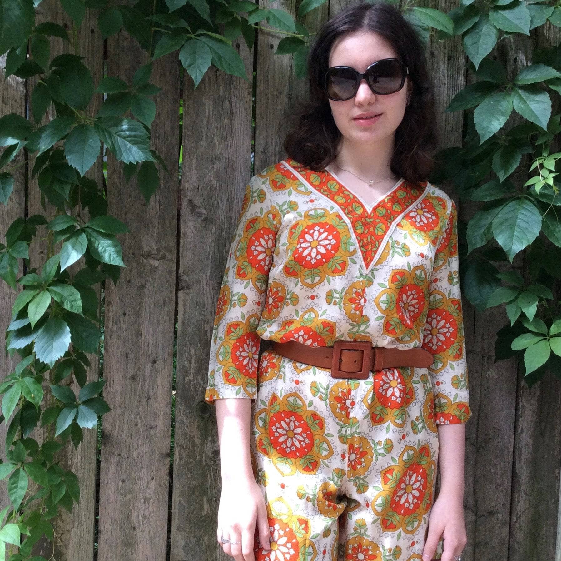 1970s Wide Leg Bold print Jumpsuit Small / Medium - Image 7