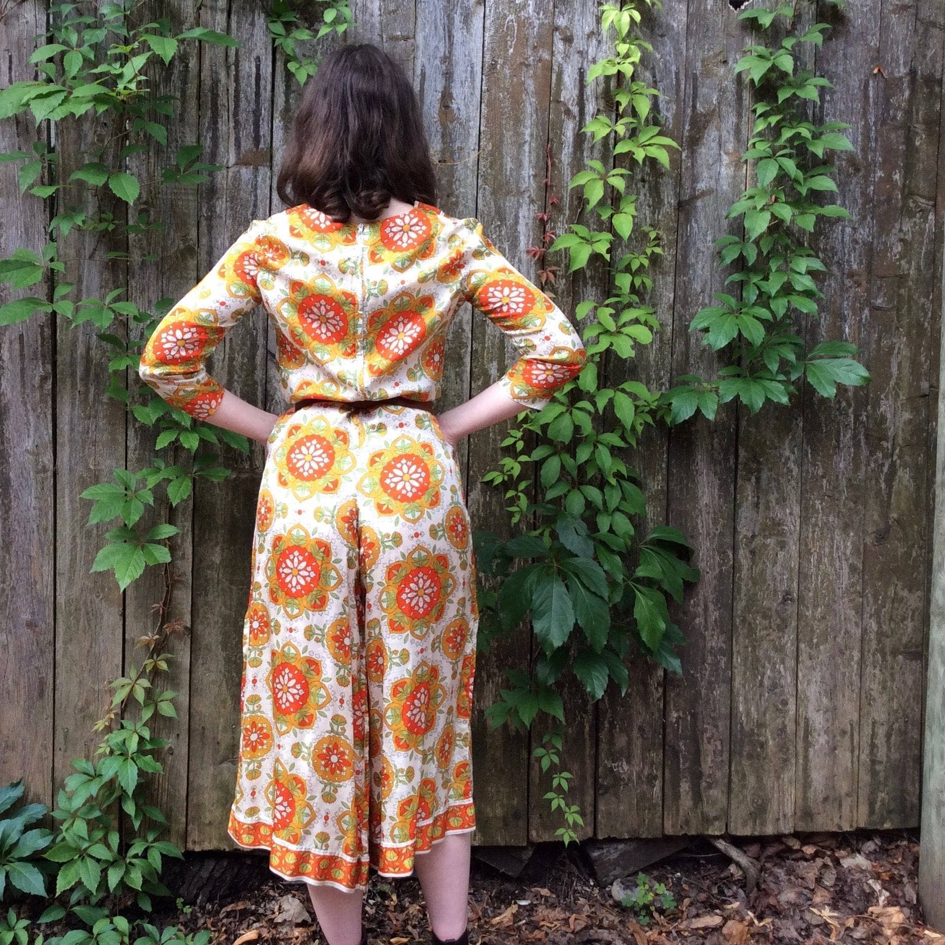 1970s Wide Leg Bold print Jumpsuit Small / Medium - Image 8