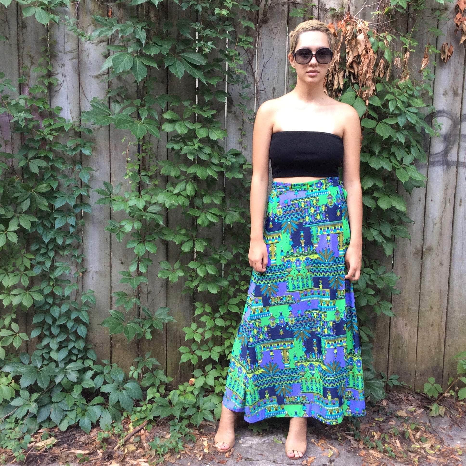 1970s Wrap-Around Bold Print Maxi Skirt Small-Medium - Image 2