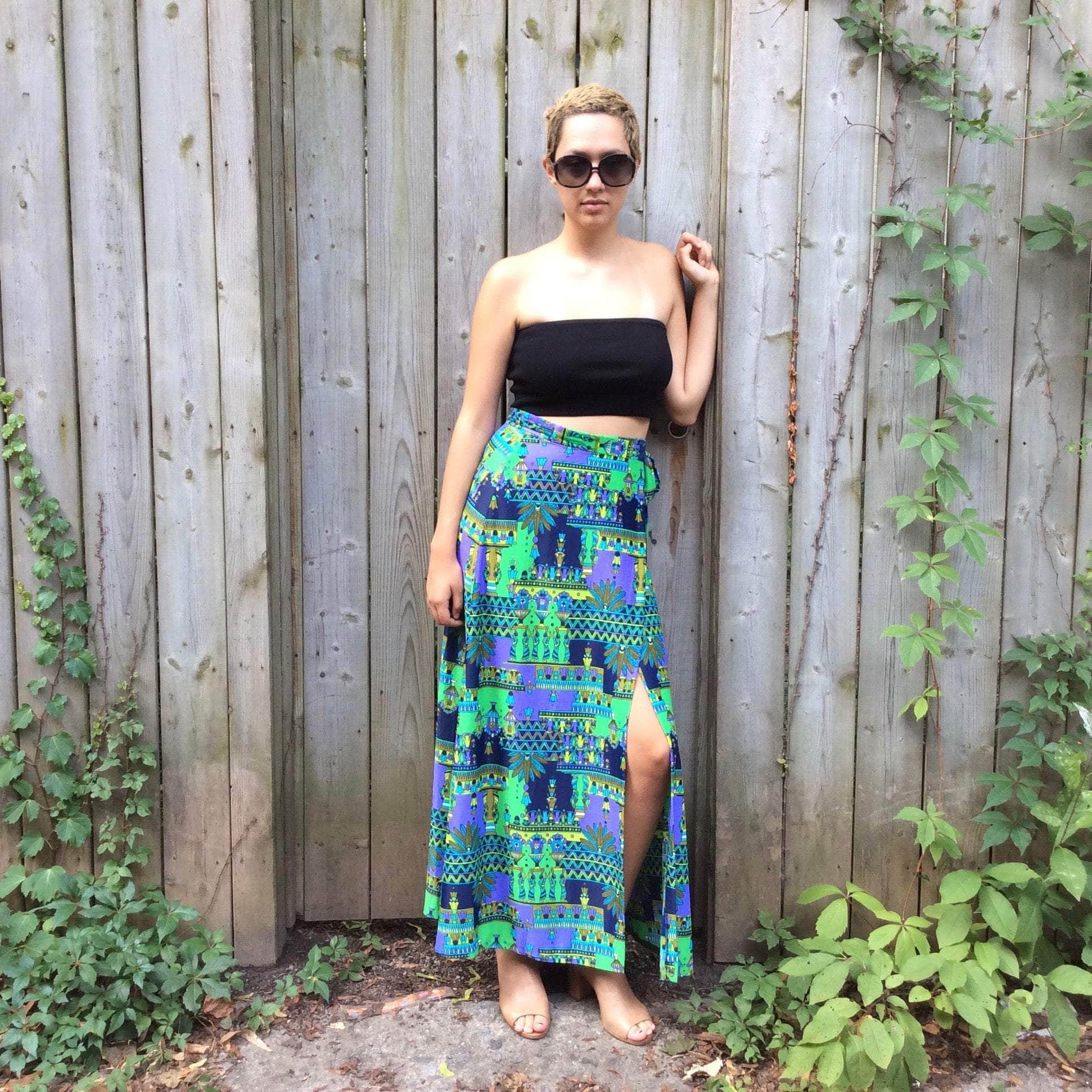 1970s Wrap-Around Bold Print Maxi Skirt Small-Medium - Image 3