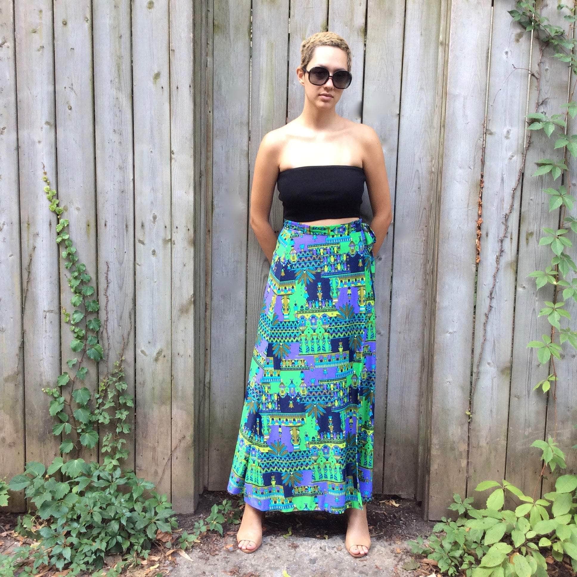 1970s Wrap-Around Bold Print Maxi Skirt Small-Medium - Image 4