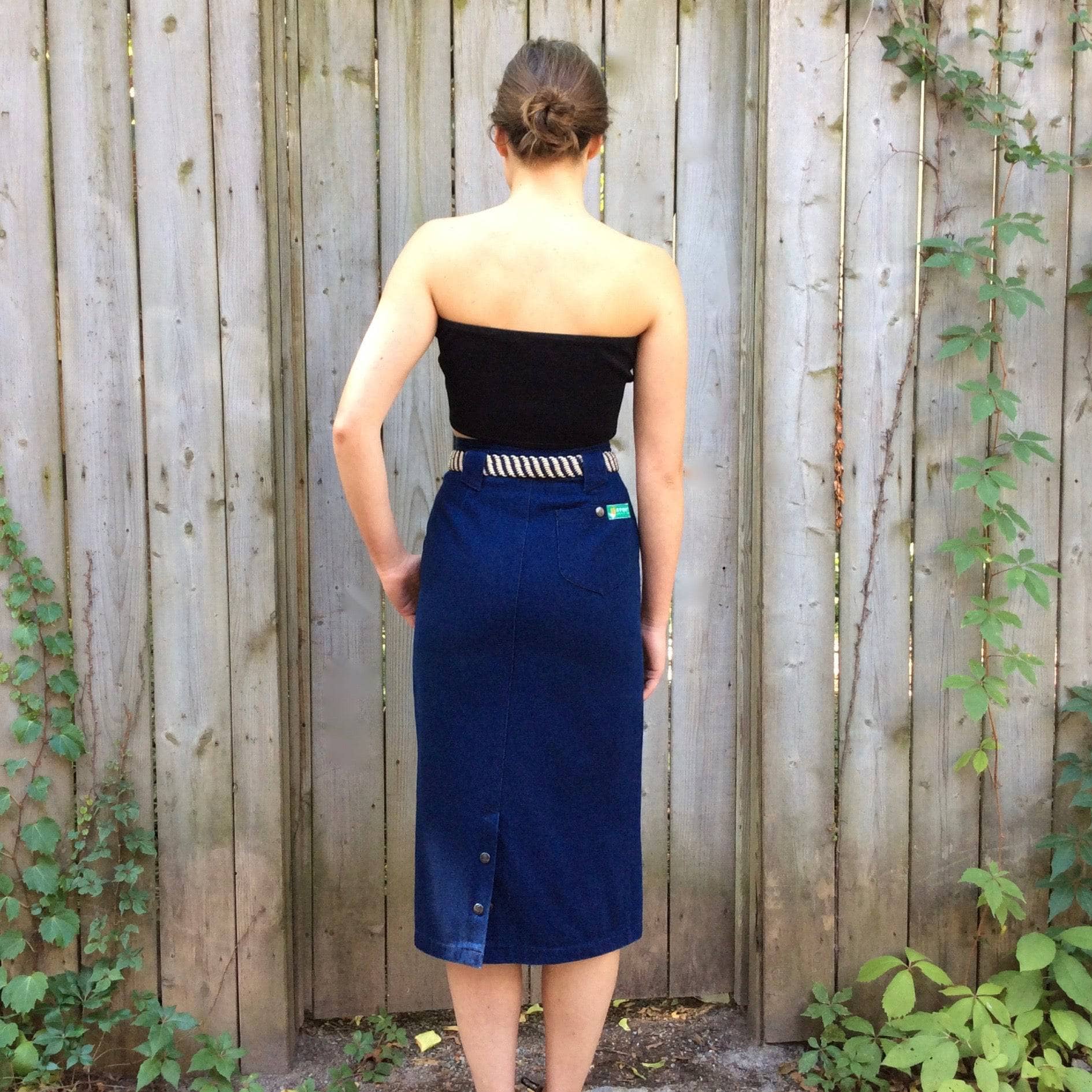 1980-90s Dark wash Denim Midi Skirt Small - Image 5