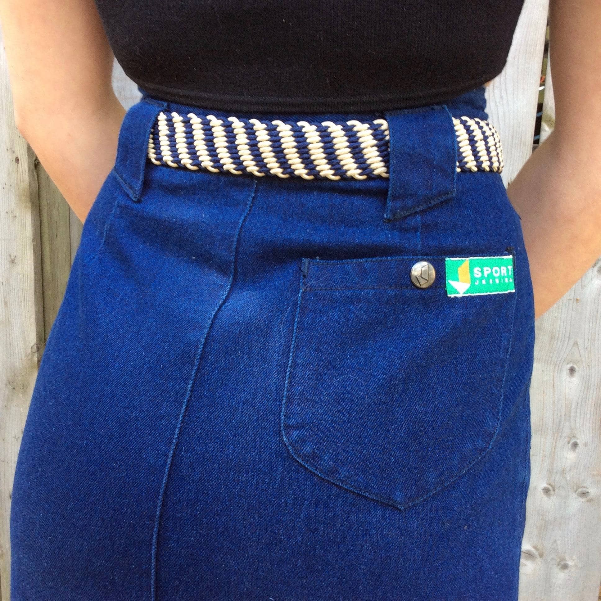 1980-90s Dark wash Denim Midi Skirt Small - Image 6
