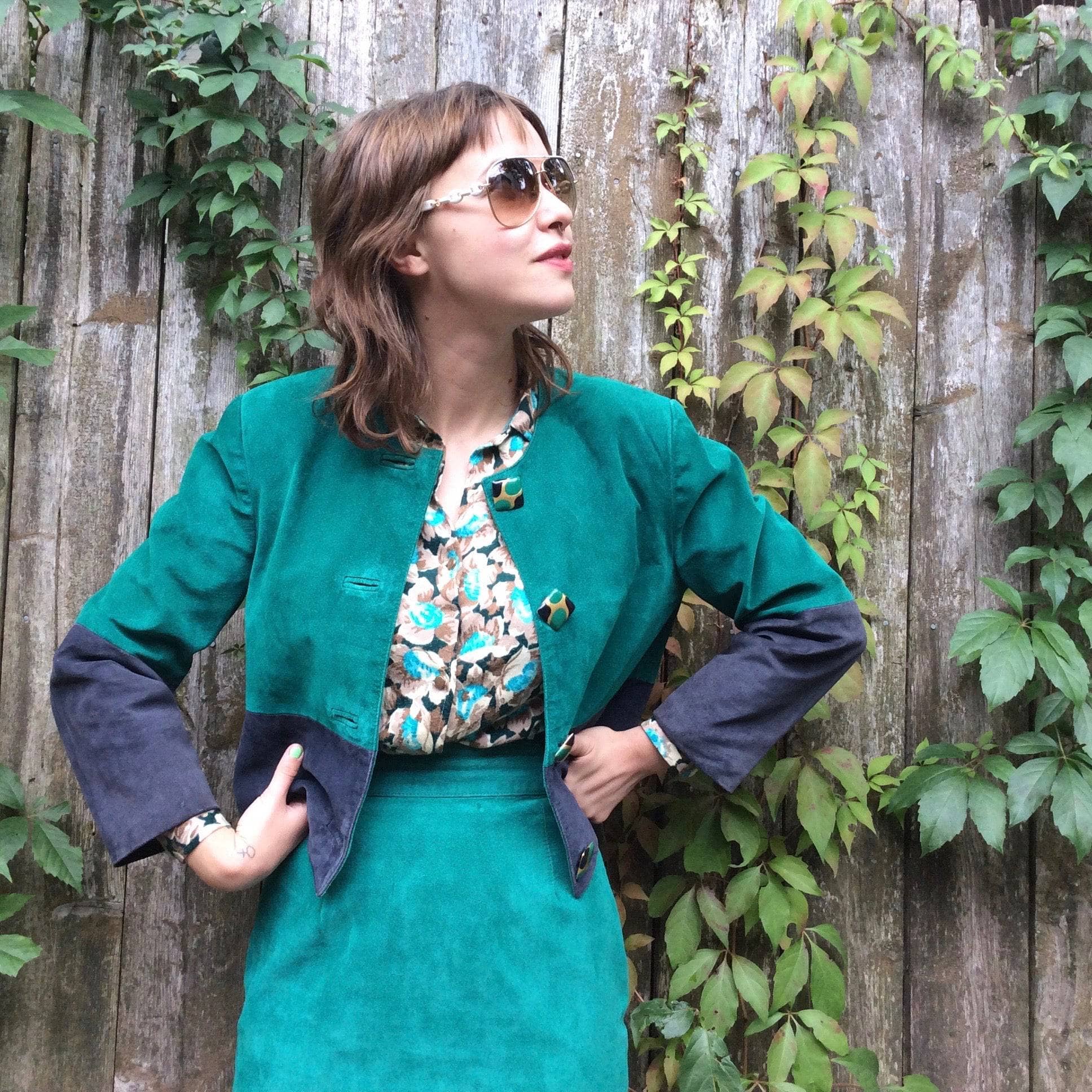 1980s-1990s DANIER Suede Blazer and Skirt Set Small