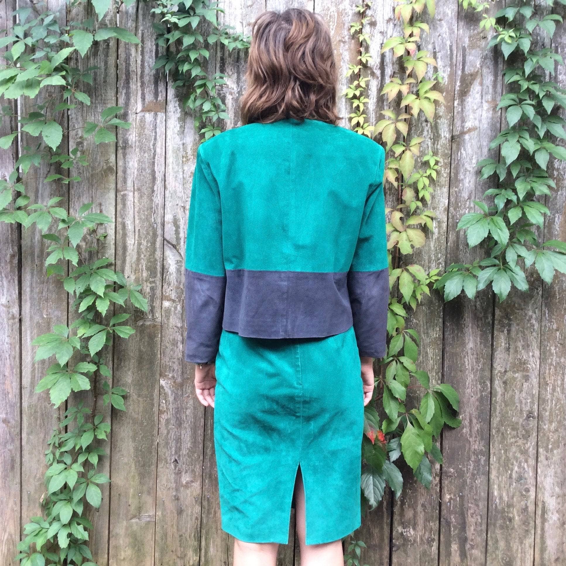 1980s-1990s DANIER Suede Blazer and Skirt Set Small - Image 2