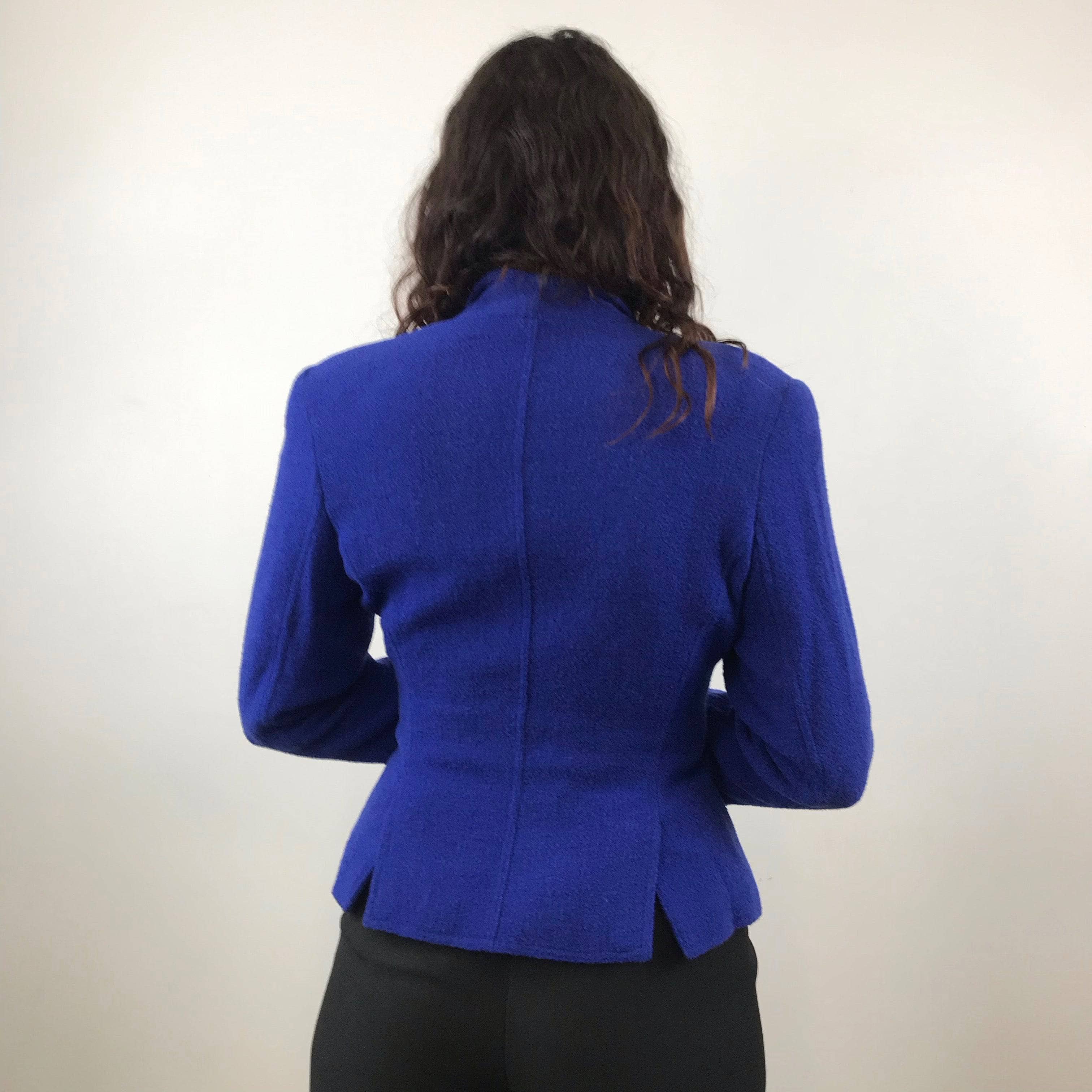 1980s 1990s Louis Féraud Boucle Wool Fitted Blazer M - Image 2