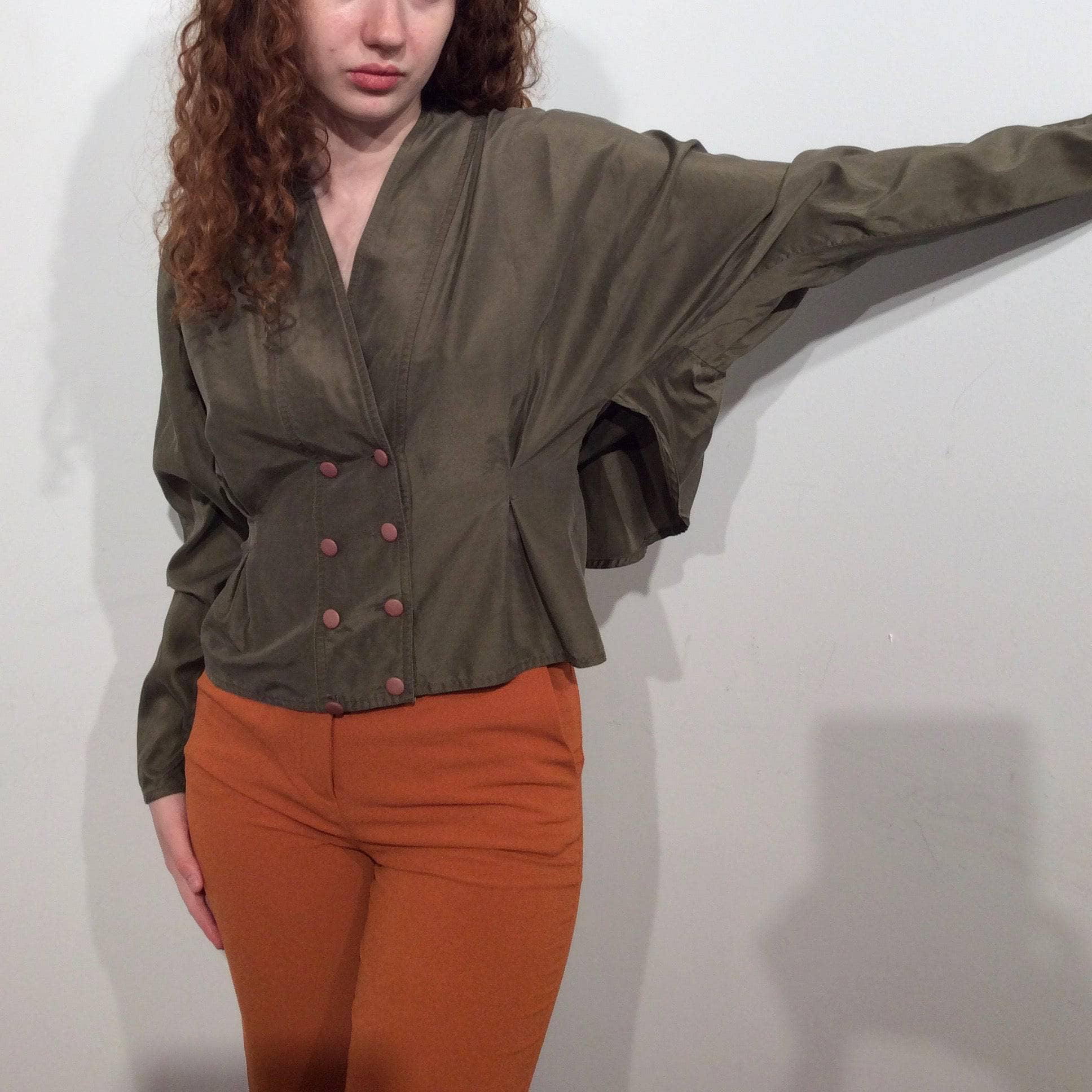 1980s-90s Jean-Claude Poitras Designer Silk Blouse S/M - Image 4