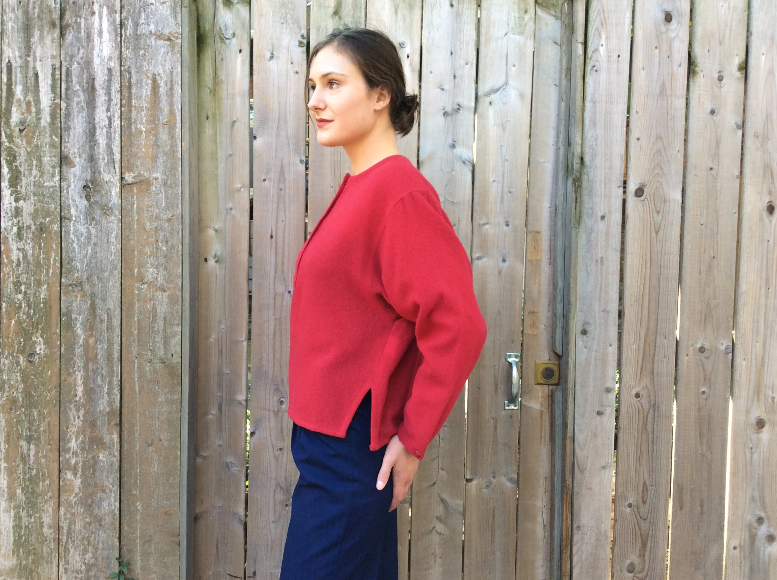 1980s-90s Long Sleeve Red Crew Neck Wool Top Small/Medium - Image 5