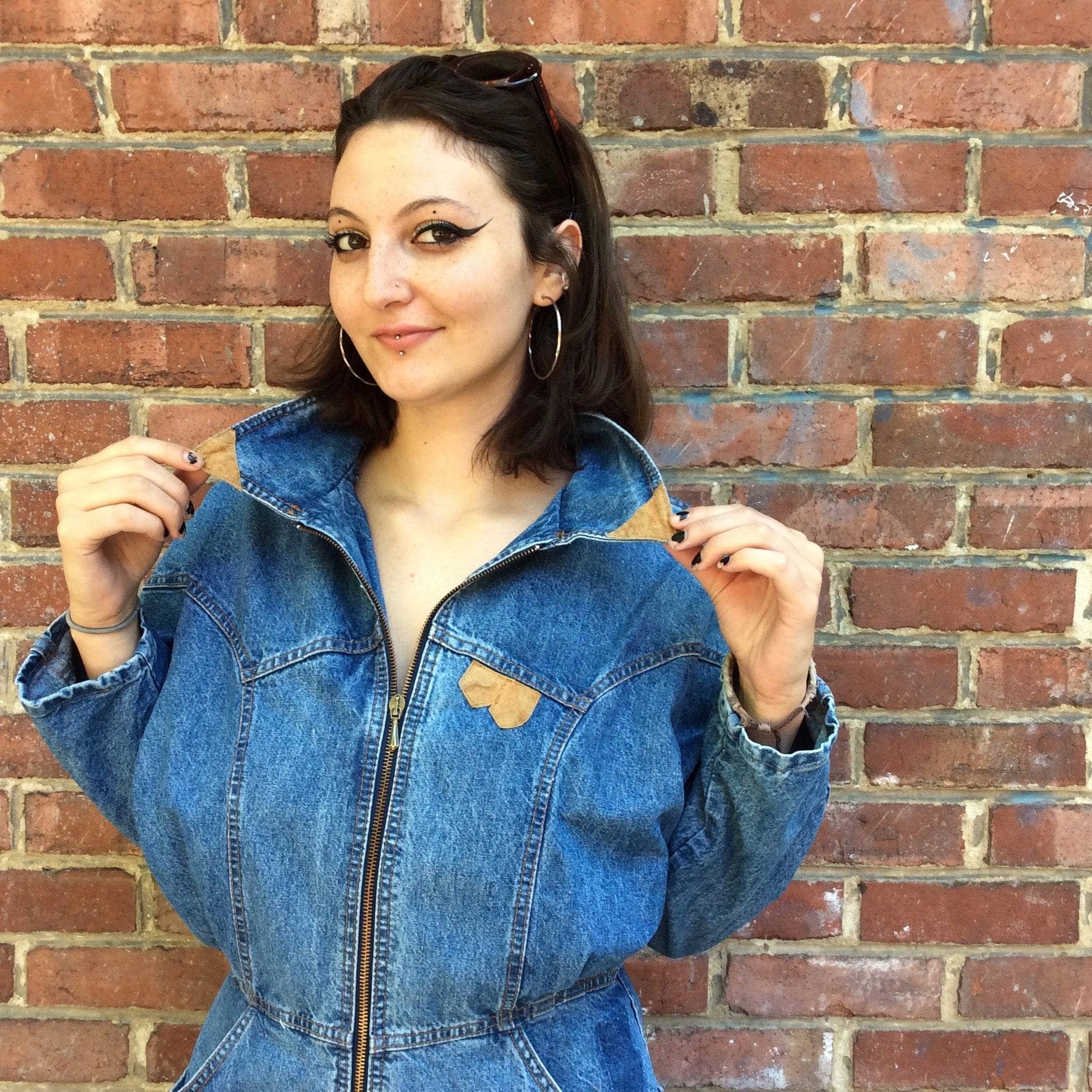 1980s-90s Midi-length Zipper Denim Coat Dress Medium - Image 6