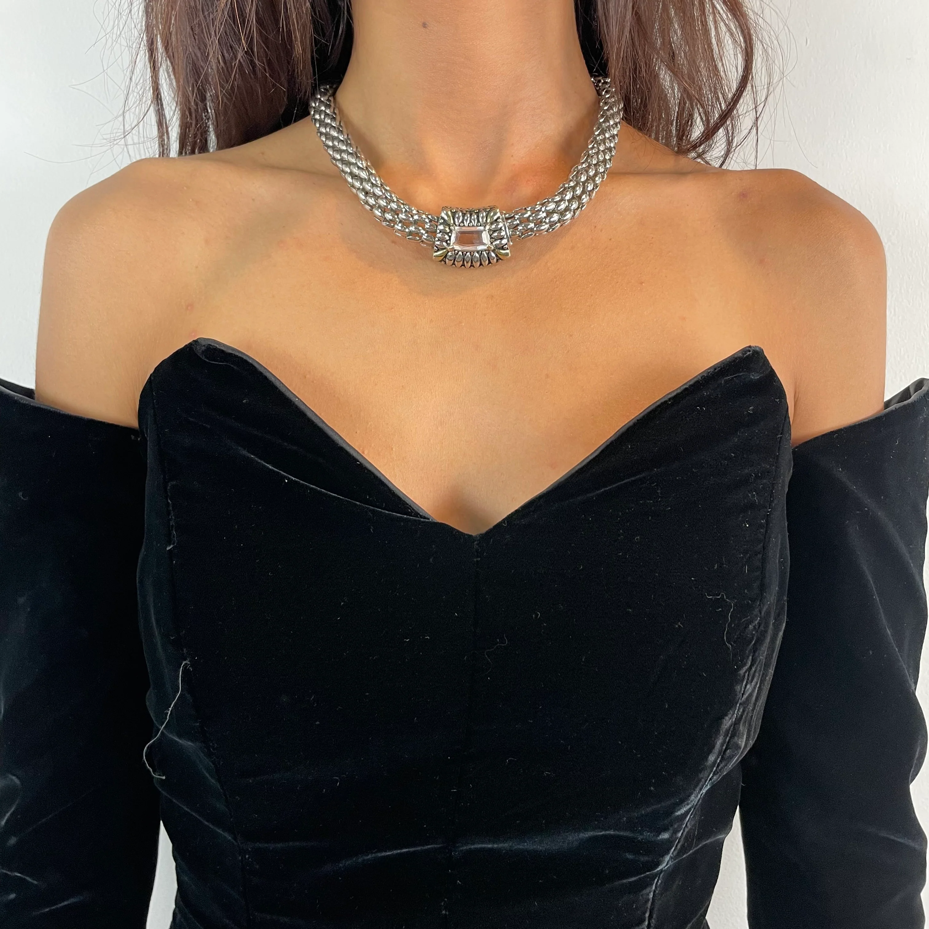 1980s/90s Off-The-Shoulder Long Sleeve Black Bustier Midi Dress Small - Image 4
