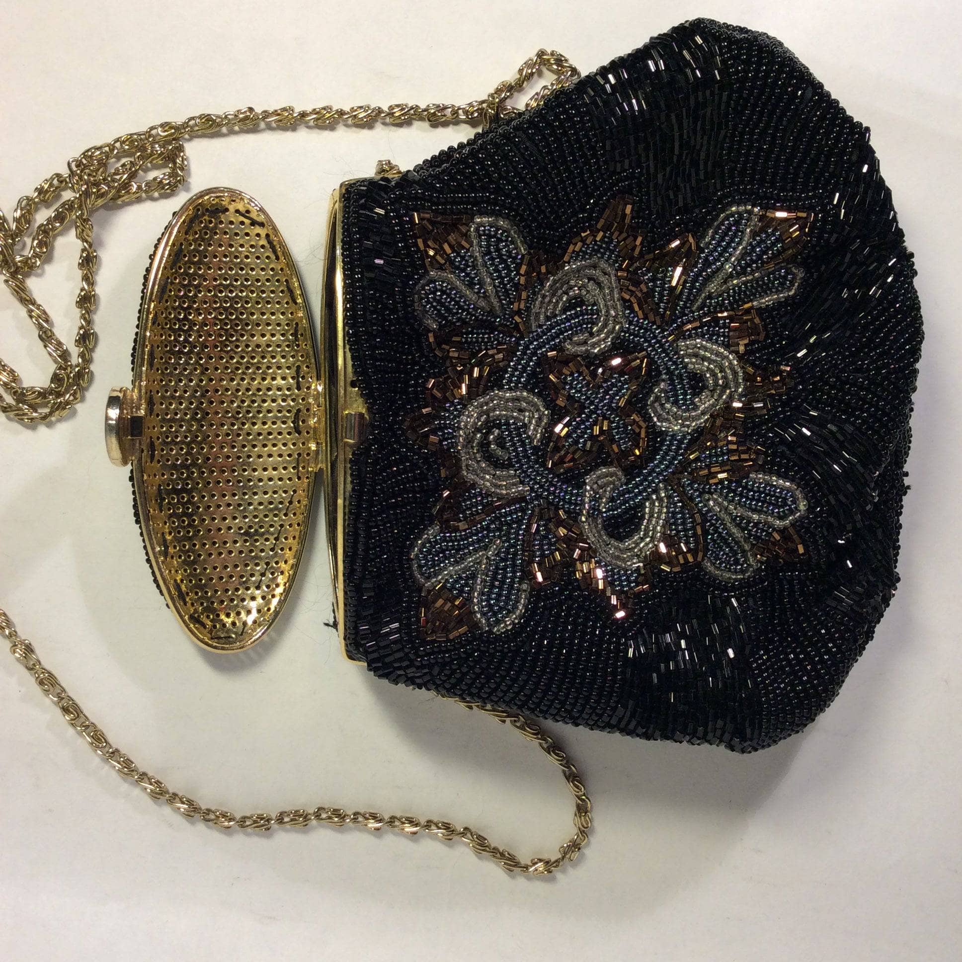 1980s Black Beaded Minaudiere Shoulder Evening Bag - Image 5