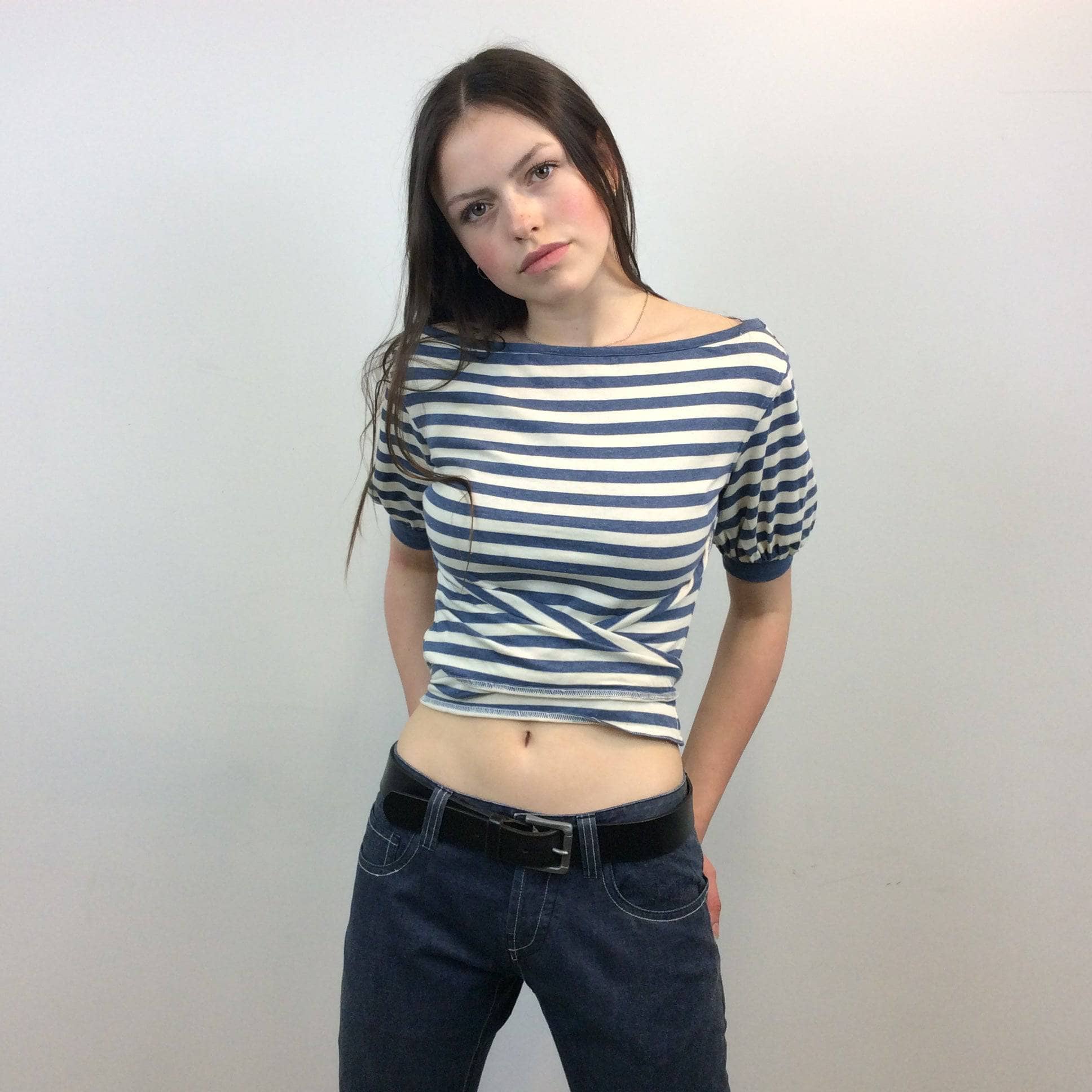 1980's Byblos Cropped Short Sleeves Striped T-shirt XS-S - Image 3
