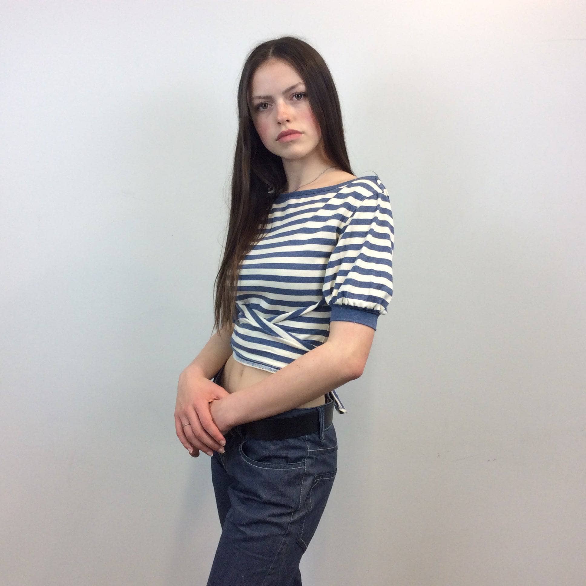 1980's Byblos Cropped Short Sleeves Striped T-shirt XS-S - Image 4