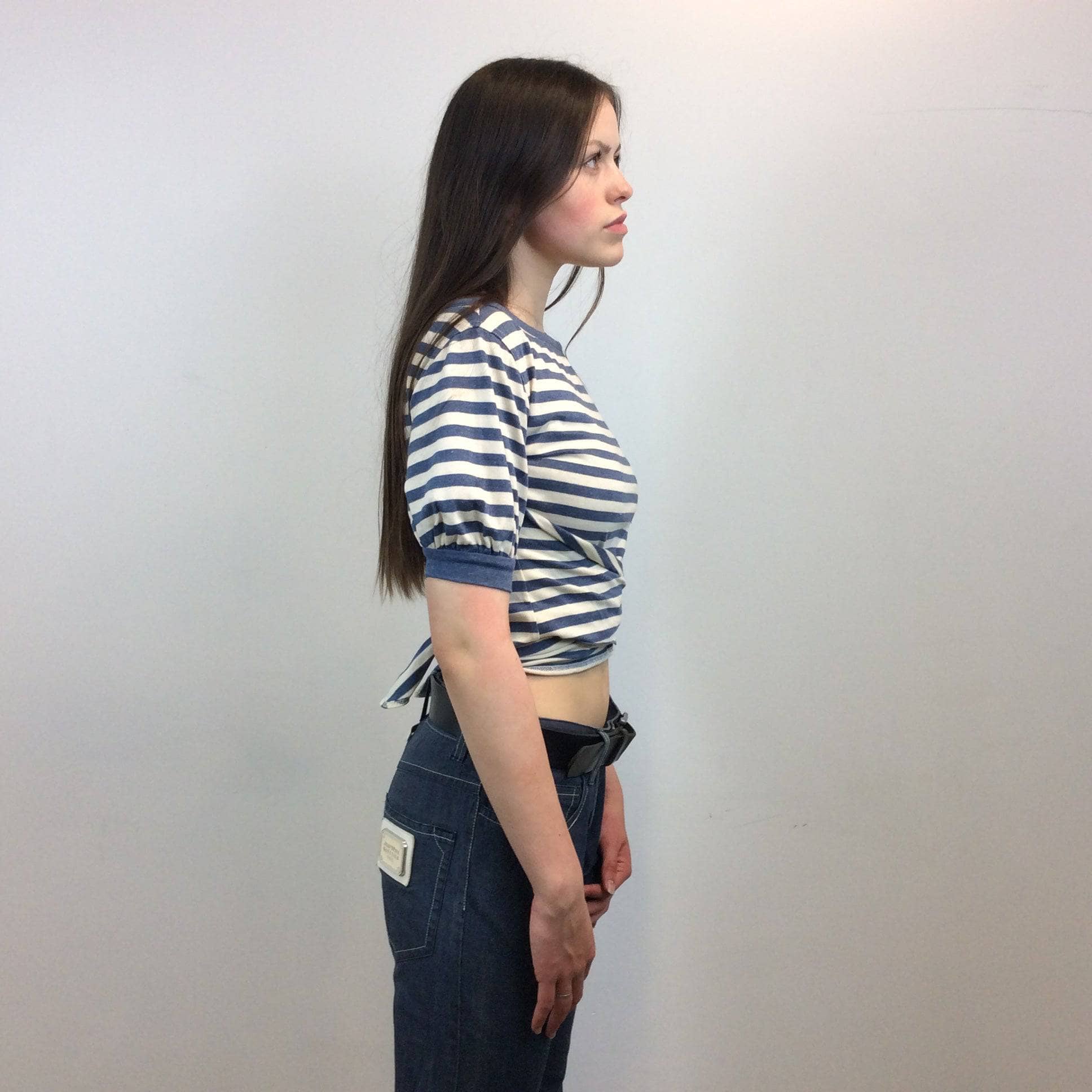 1980's Byblos Cropped Short Sleeves Striped T-shirt XS-S - Image 5
