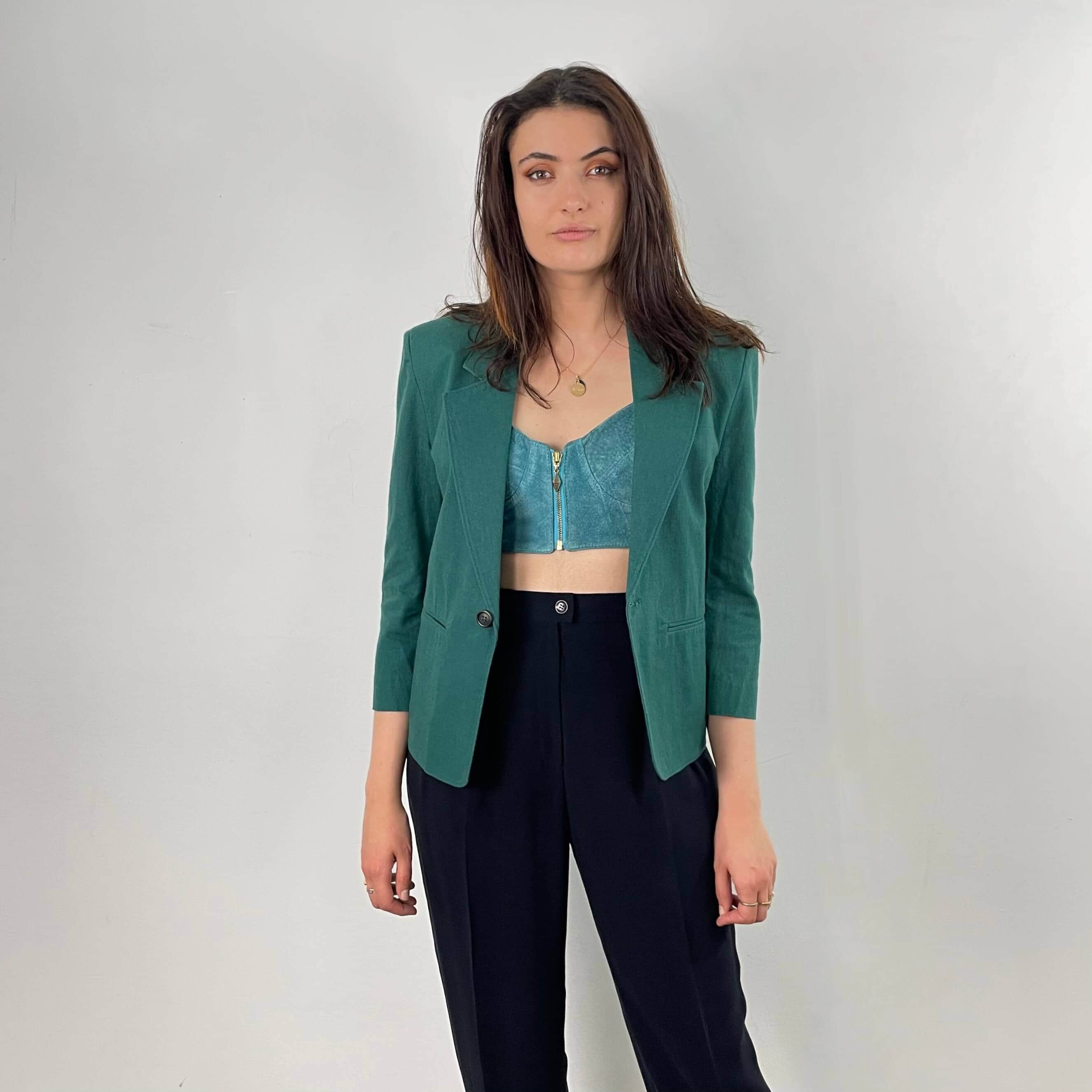 1980s Christian Dior Green Cotton Blazer Small