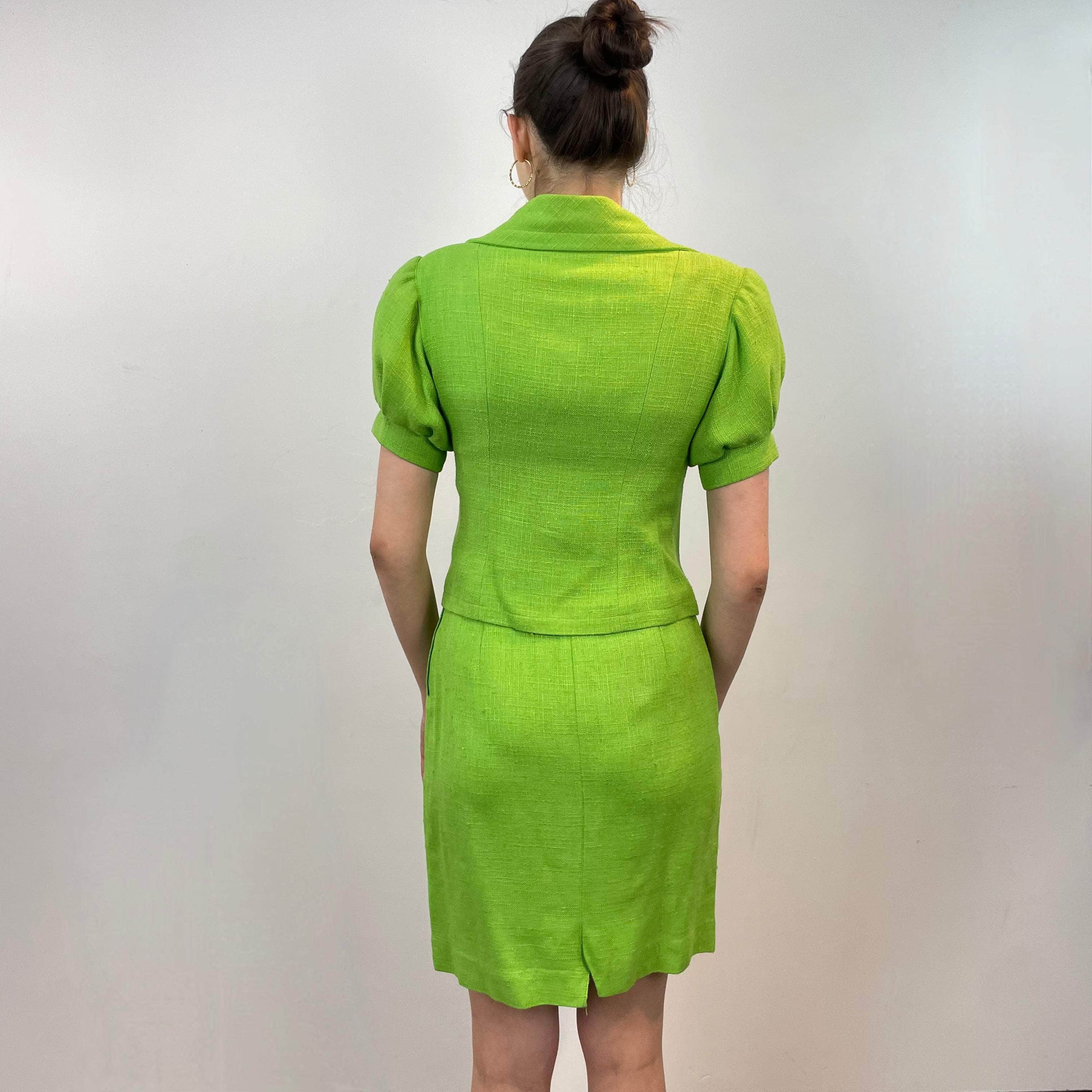1980s Christian Lacroix Lime Blazer and Skirt Set Small/Medium - Image 4