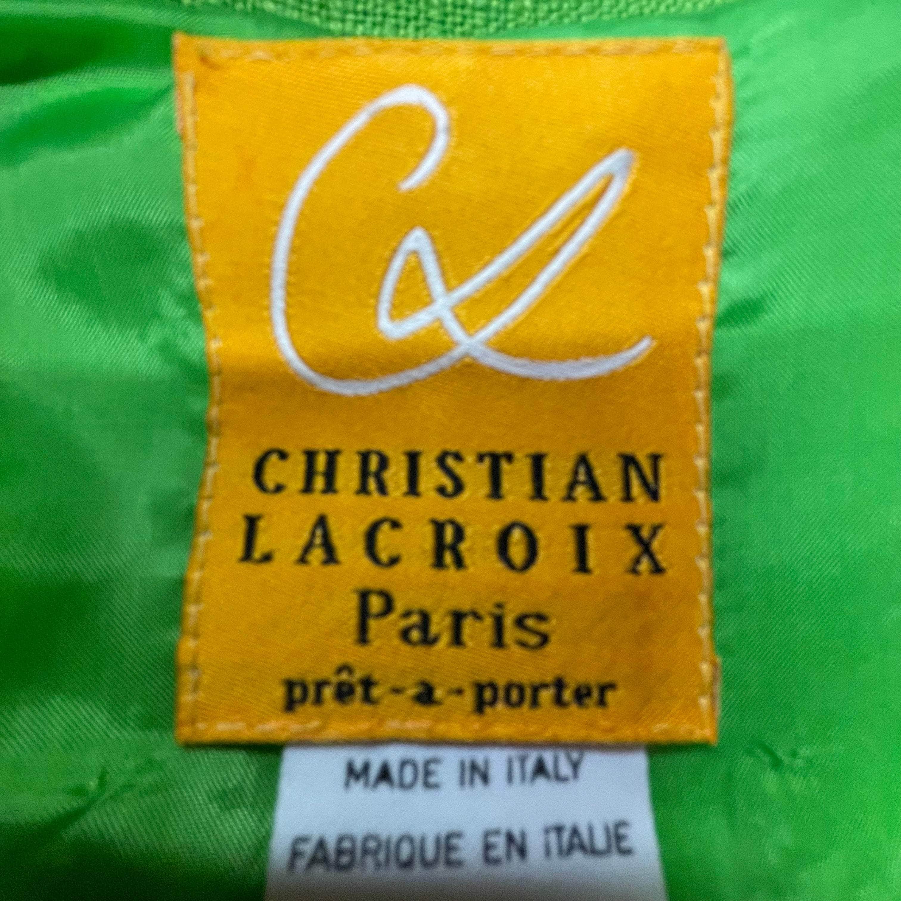 1980s Christian Lacroix Lime Blazer and Skirt Set Small/Medium - Image 7