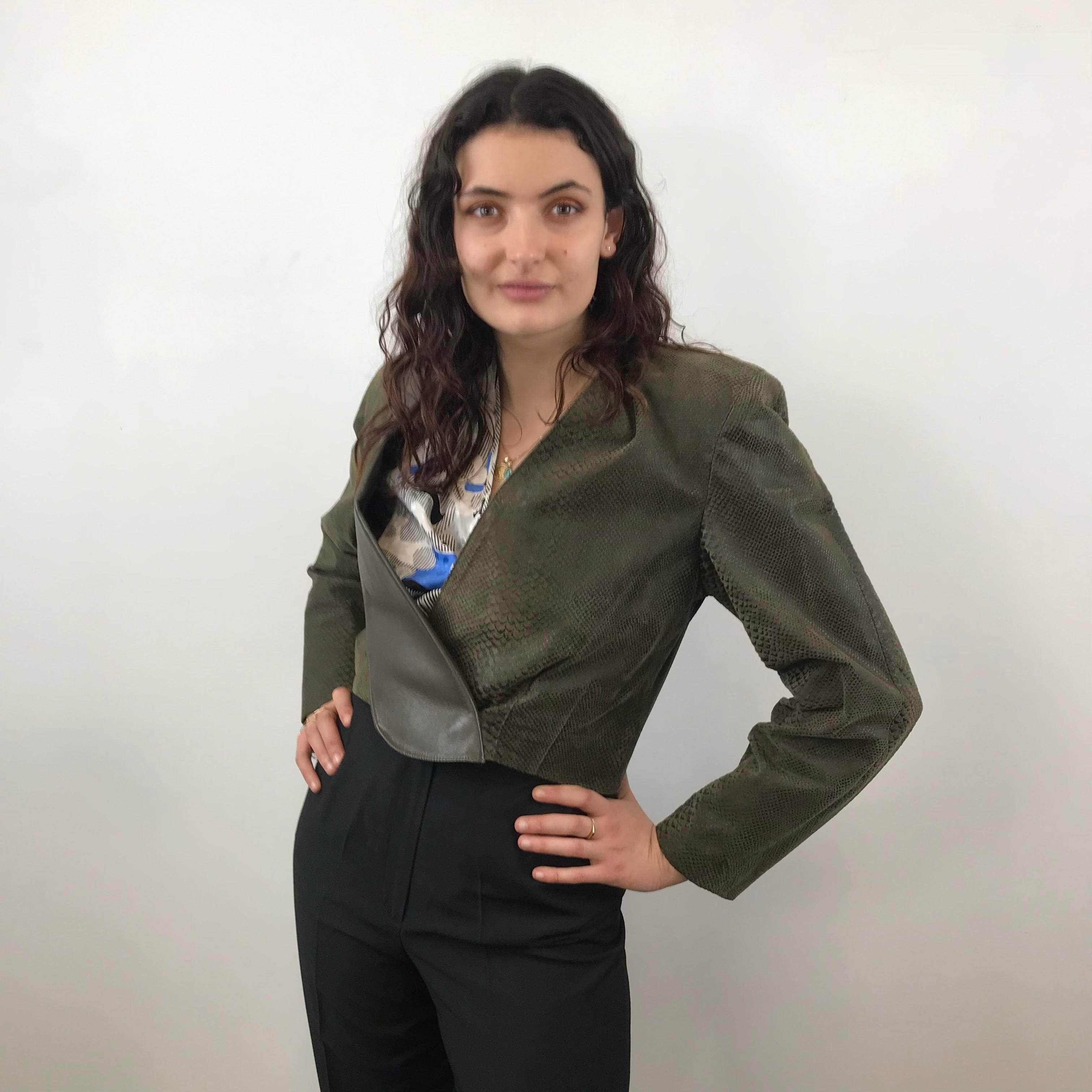 1980s Danier Cropped Leather Jacket Medium - Image 4