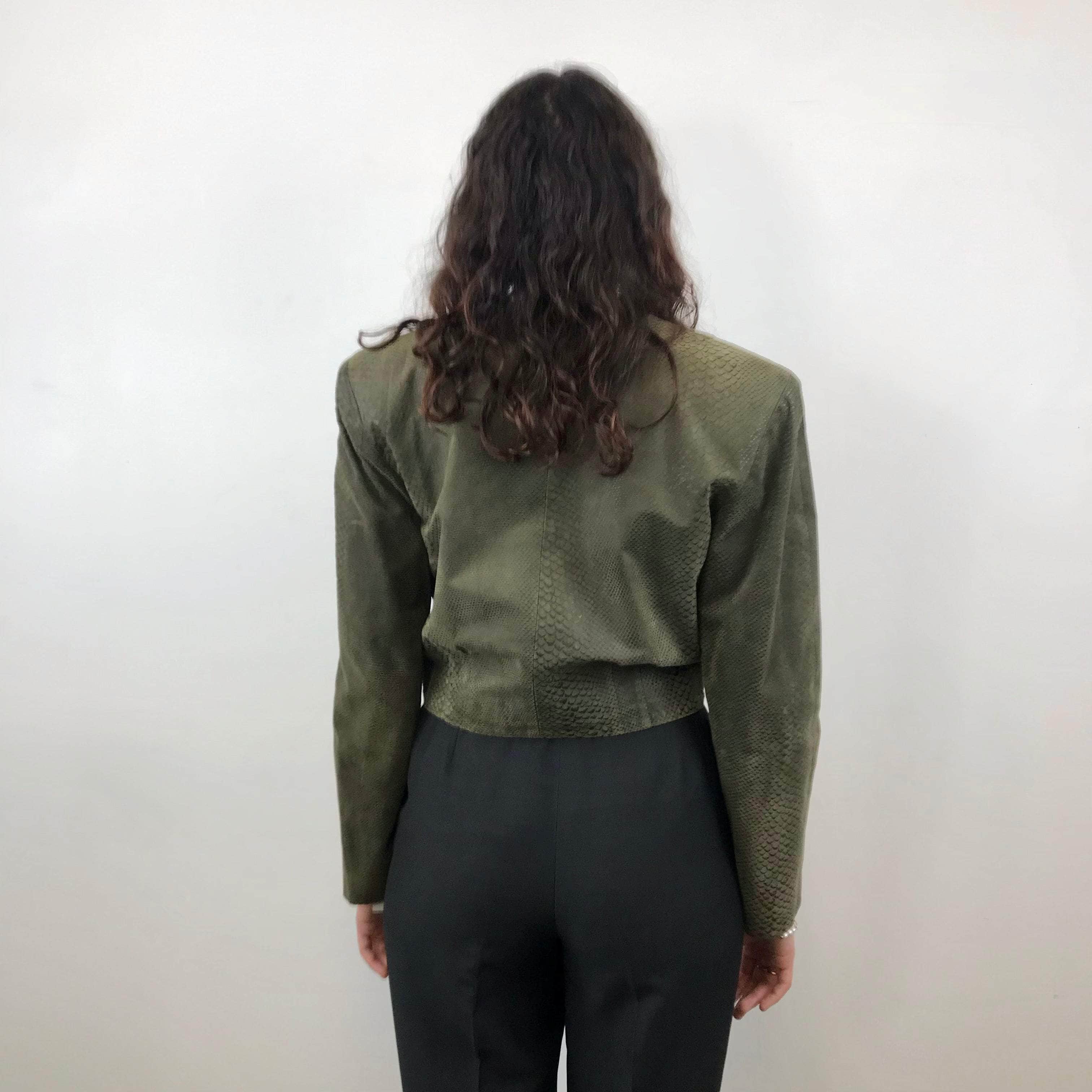 1980s Danier Cropped Leather Jacket Medium - Image 5