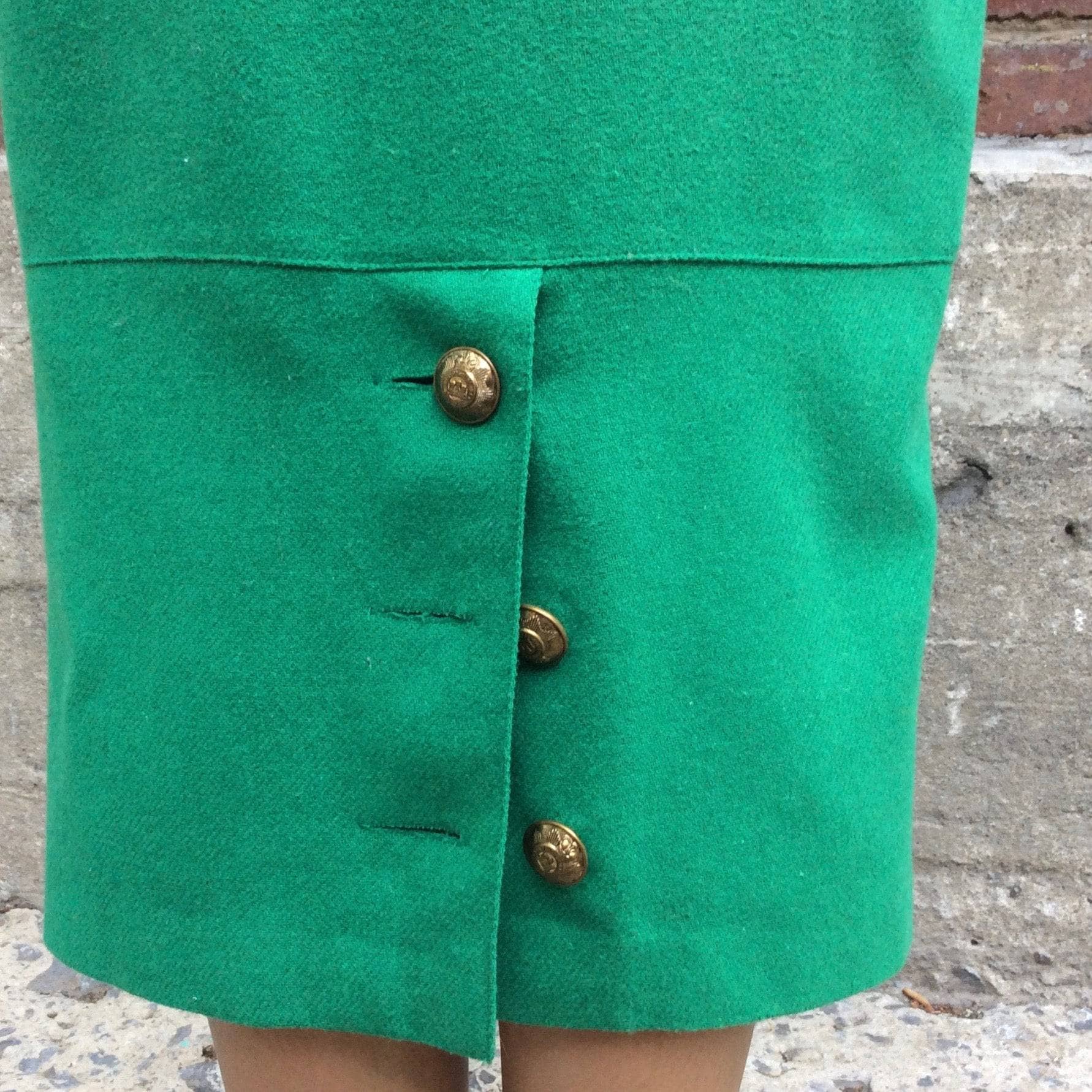 1980s Emerald Midi-Length High Waist Pencil Skirt Small - Image 5