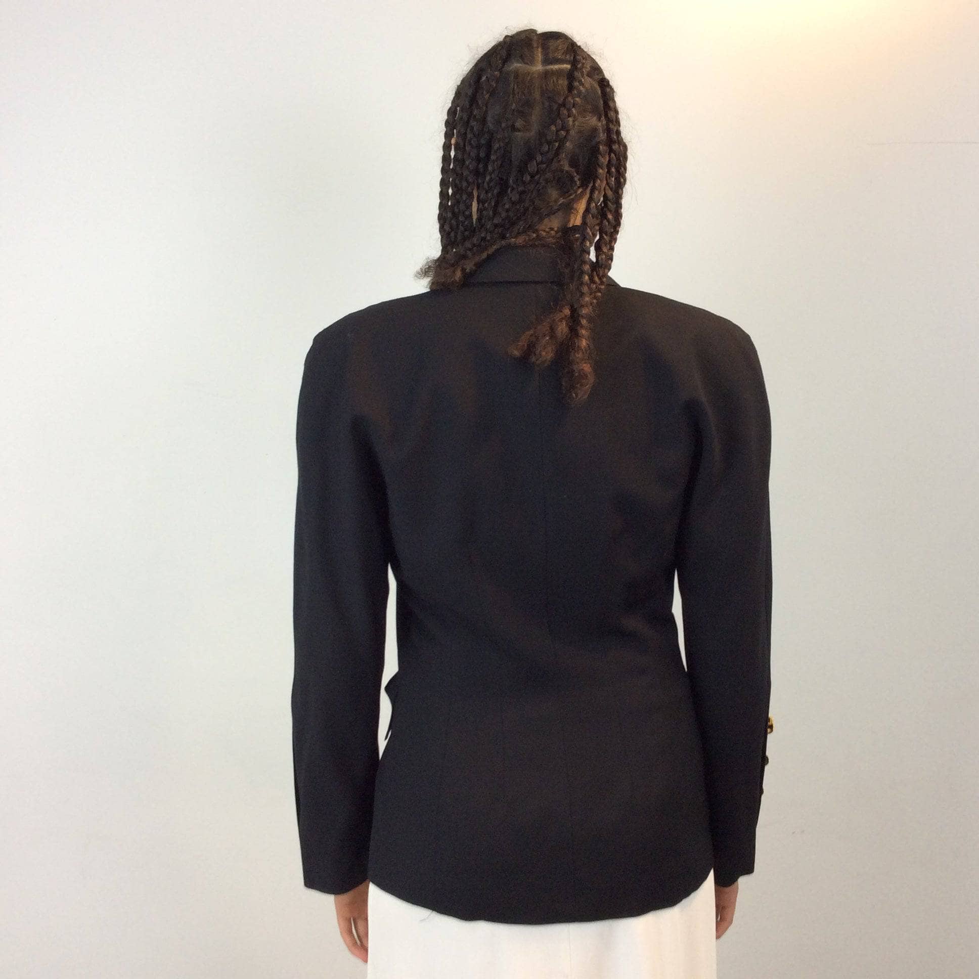 1980s Escada Black Wool Blazer Medium - Image 2