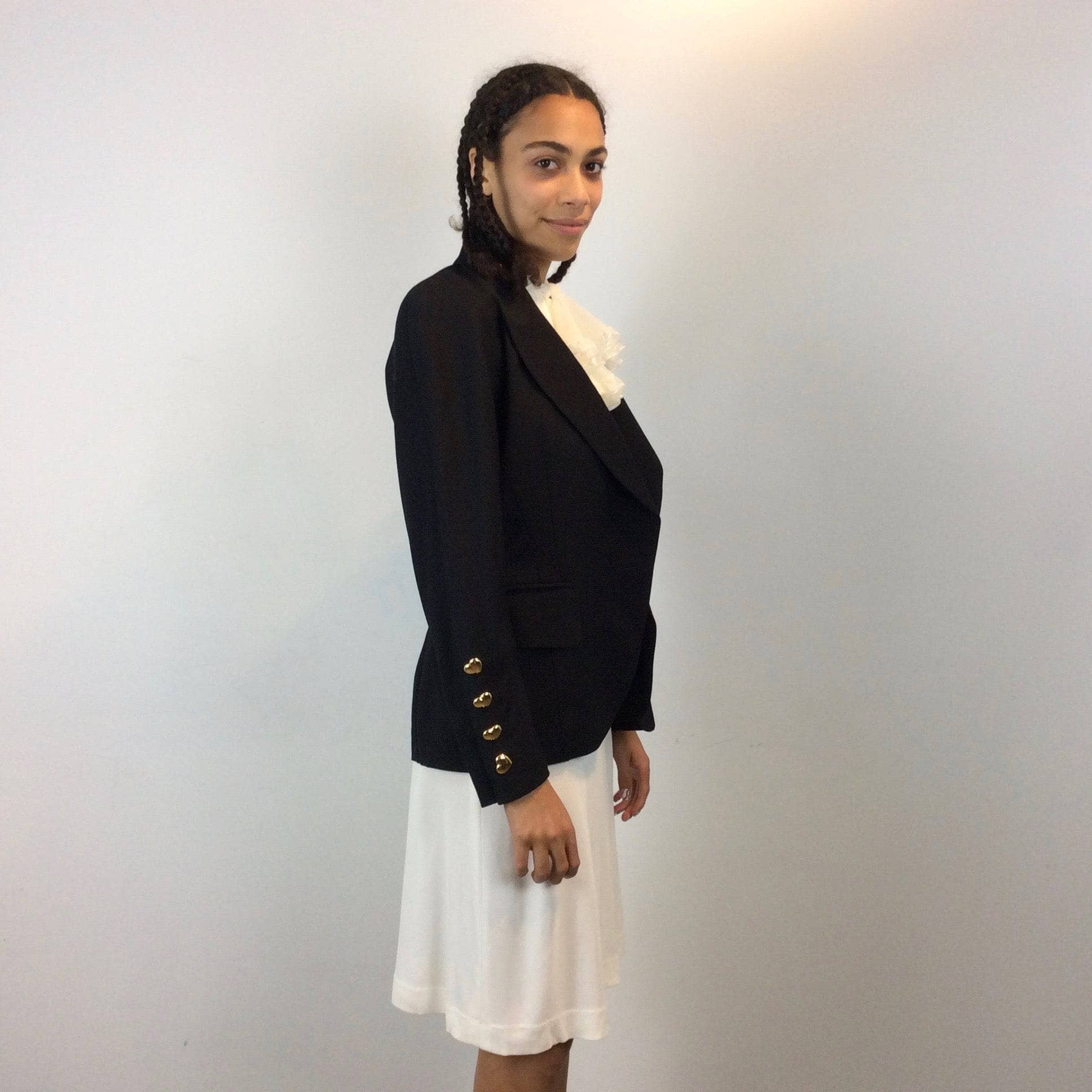 1980s Escada Black Wool Blazer Medium - Image 3