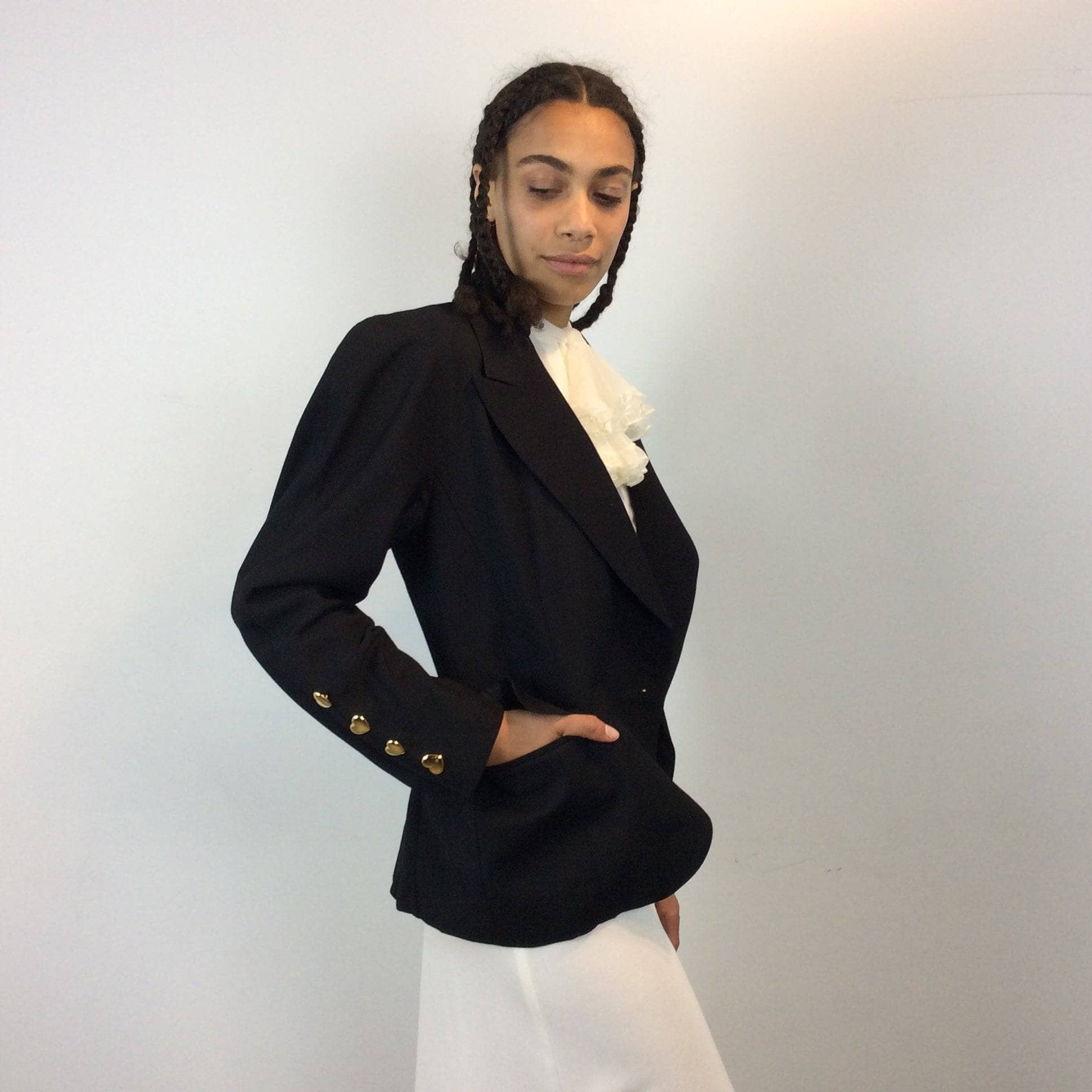 1980s Escada Black Wool Blazer Medium - Image 4