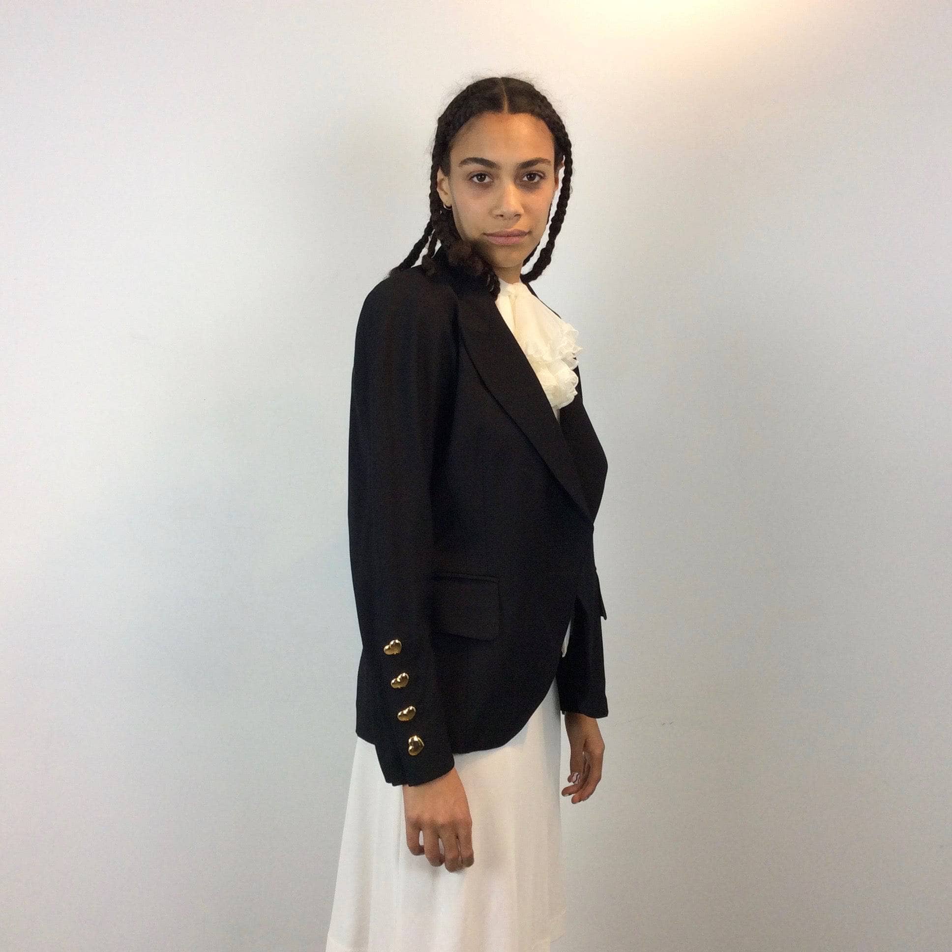 1980s Escada Black Wool Blazer Medium - Image 5