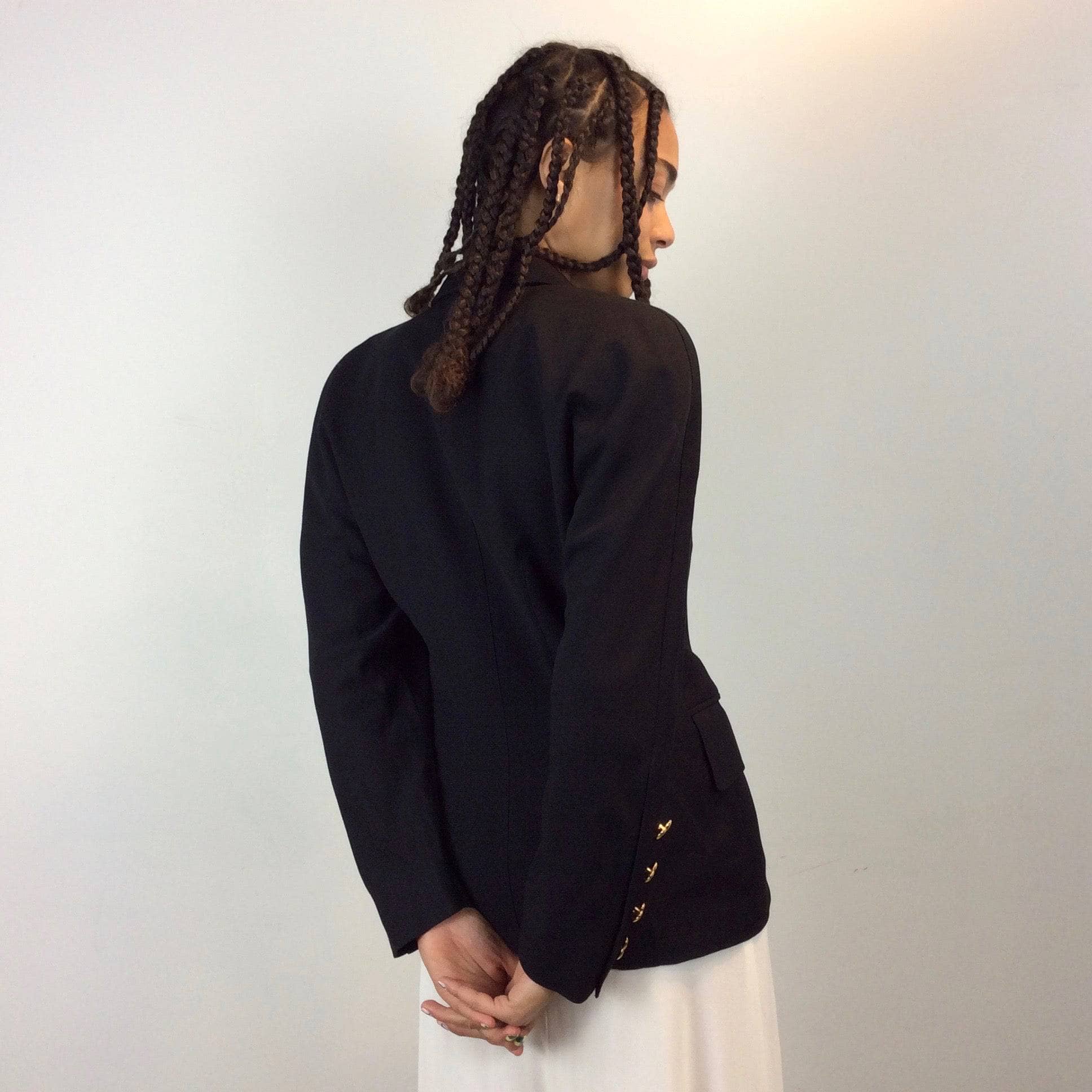 1980s Escada Black Wool Blazer Medium - Image 6