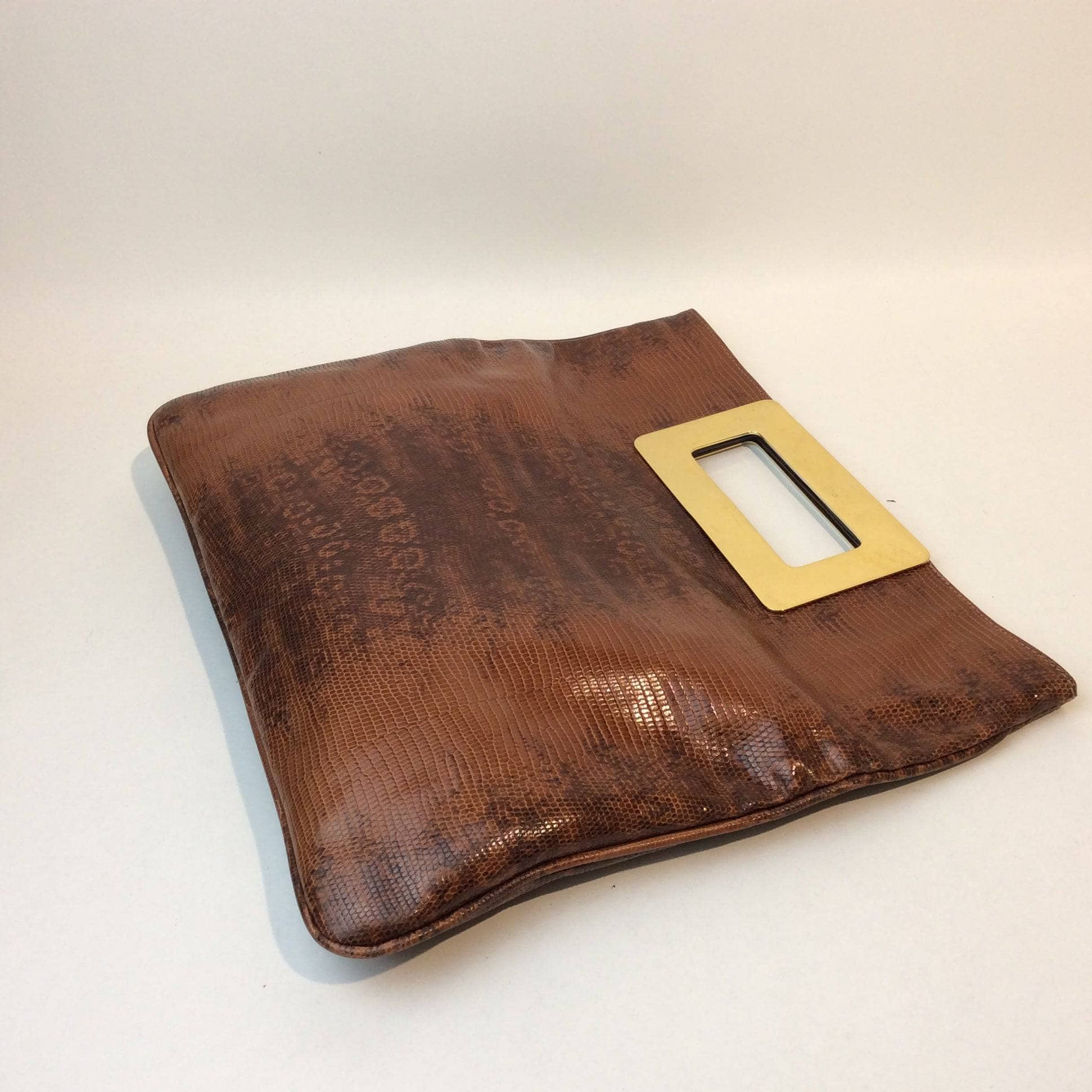 1980s Faux Python Skin Medium Sized Handbag Clutch Combo - Image 3