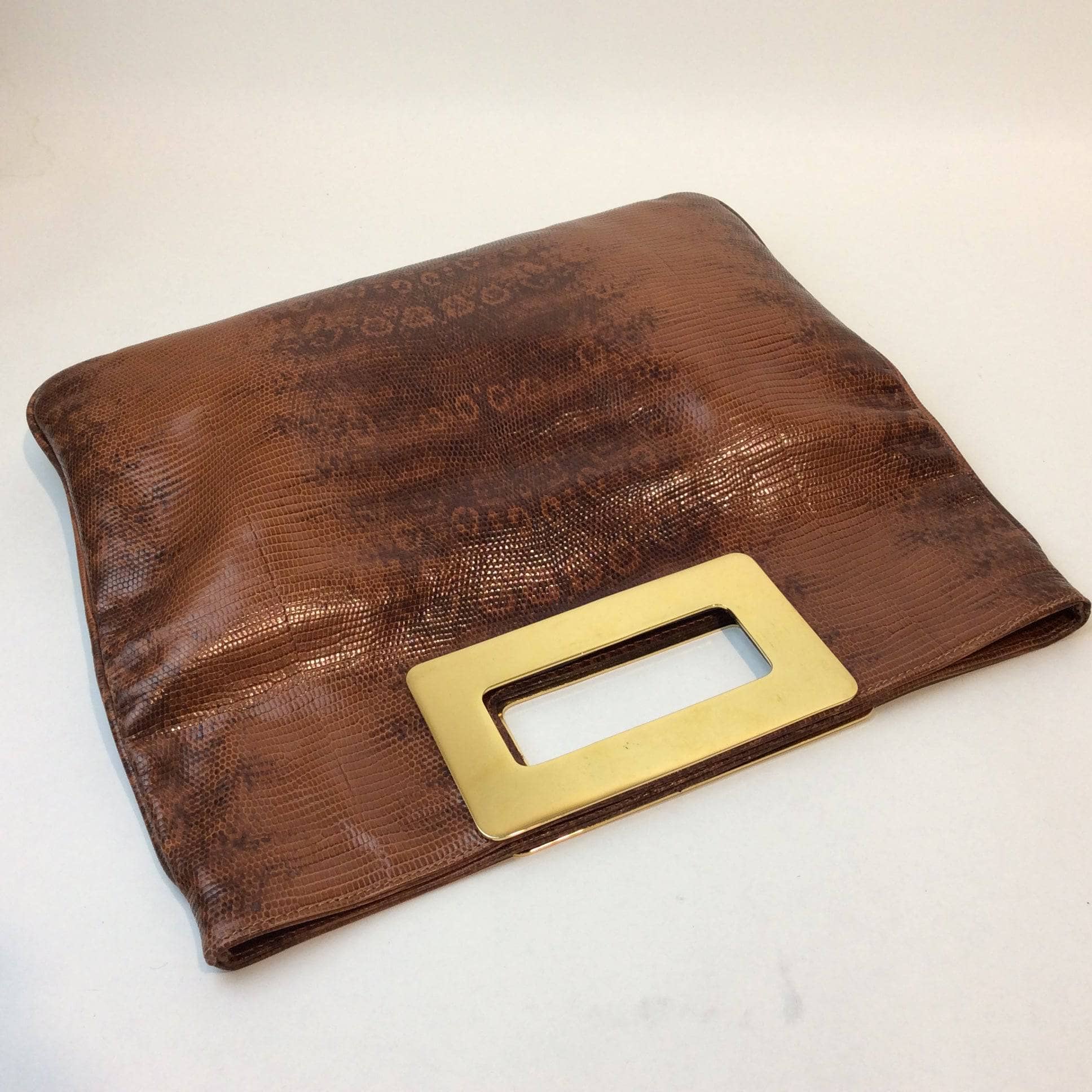 1980s Faux Python Skin Medium Sized Handbag Clutch Combo - Image 4