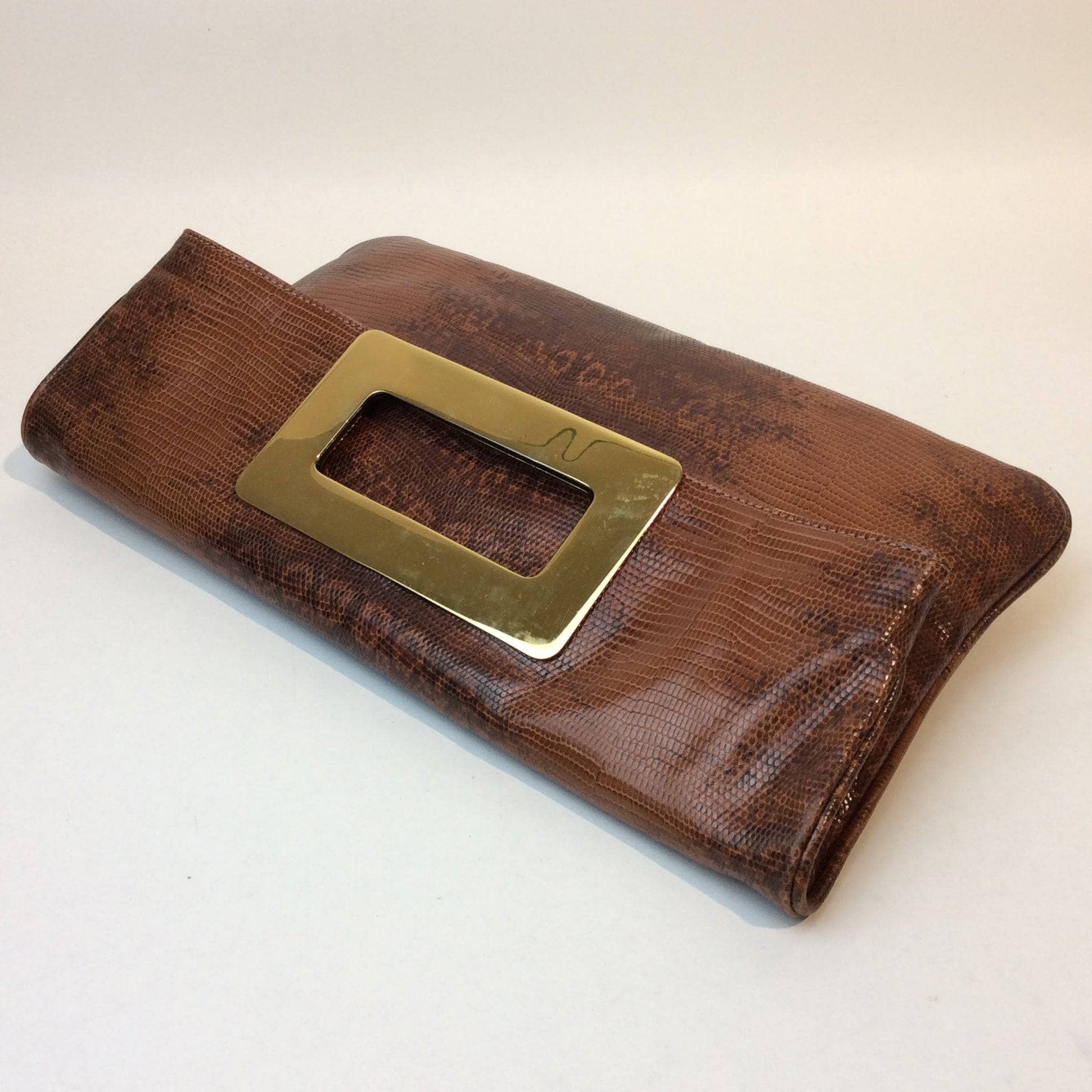 1980s Faux Python Skin Medium Sized Handbag Clutch Combo - Image 5