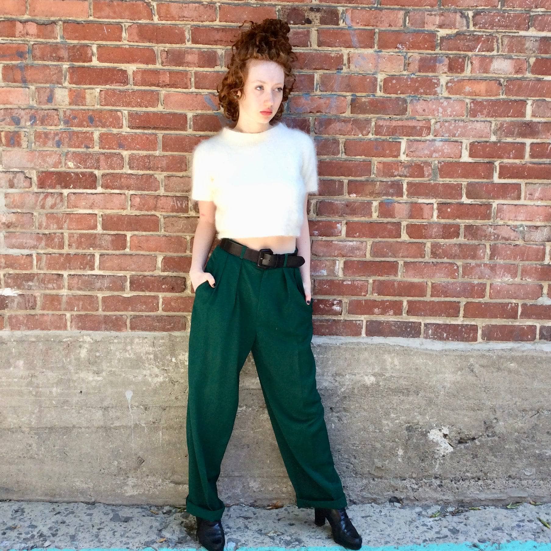 1980s Guy Laroche Designer High-waisted Pleated Pants Medium - Image 4
