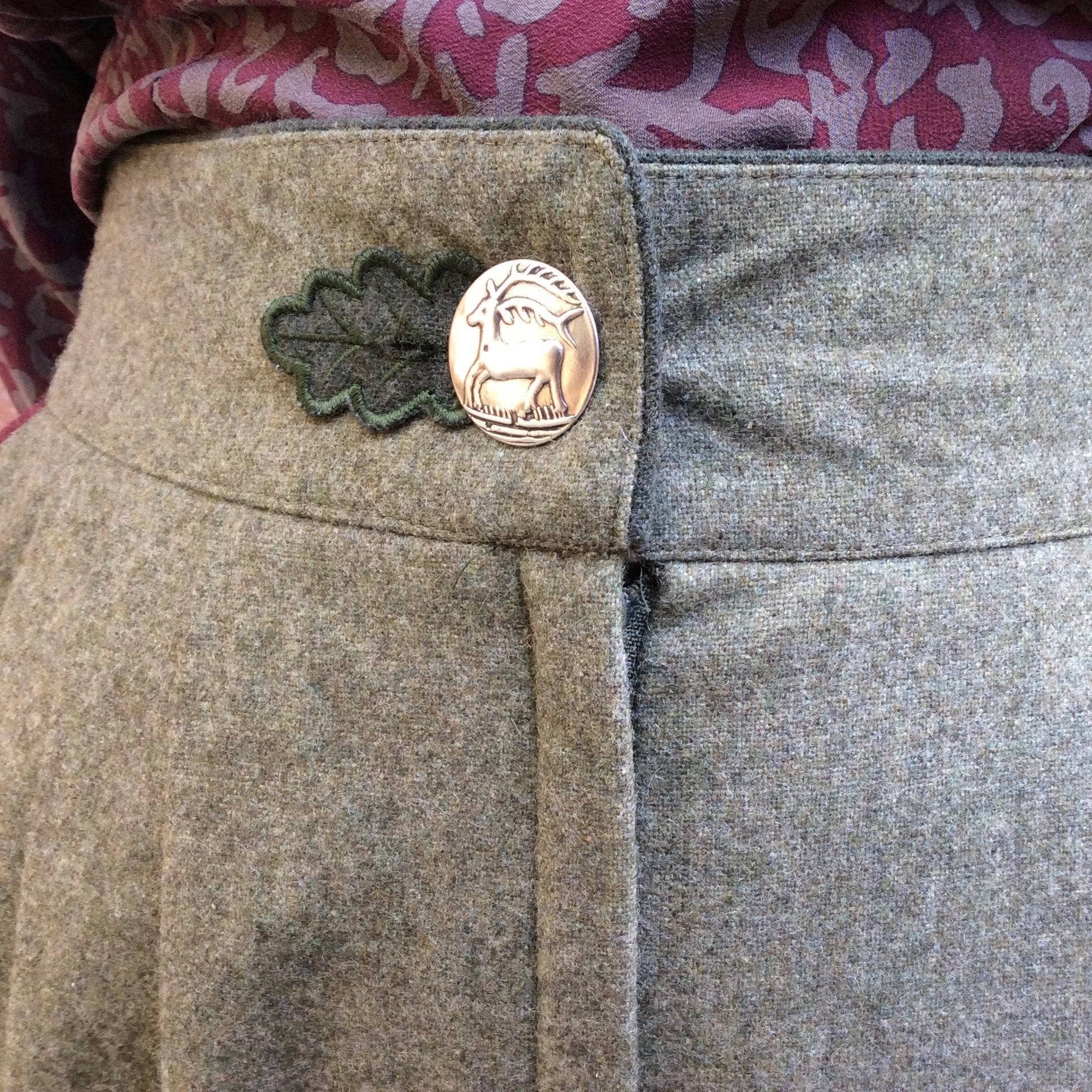 1980s High-Waist Army Green Wool Pleated Pants Medium - Image 8