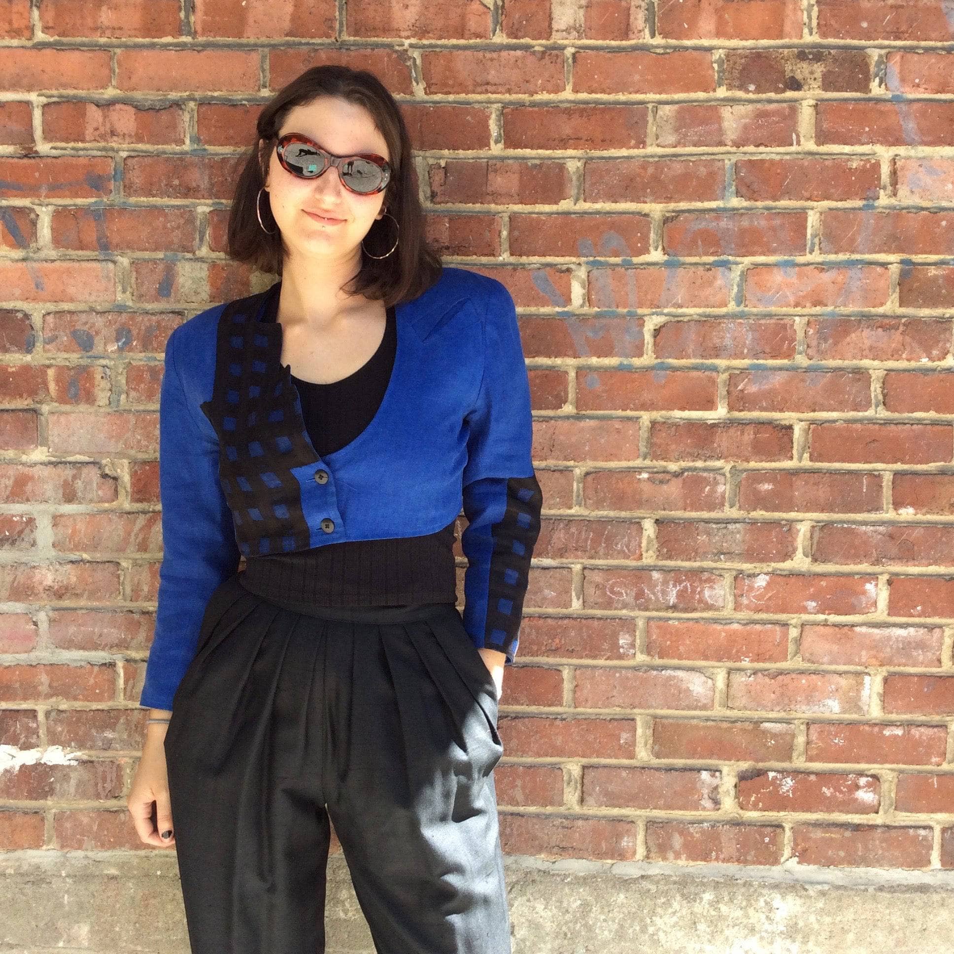 1980s Jean Airoldi Asymmetrical Linen Bolero Blazer Small